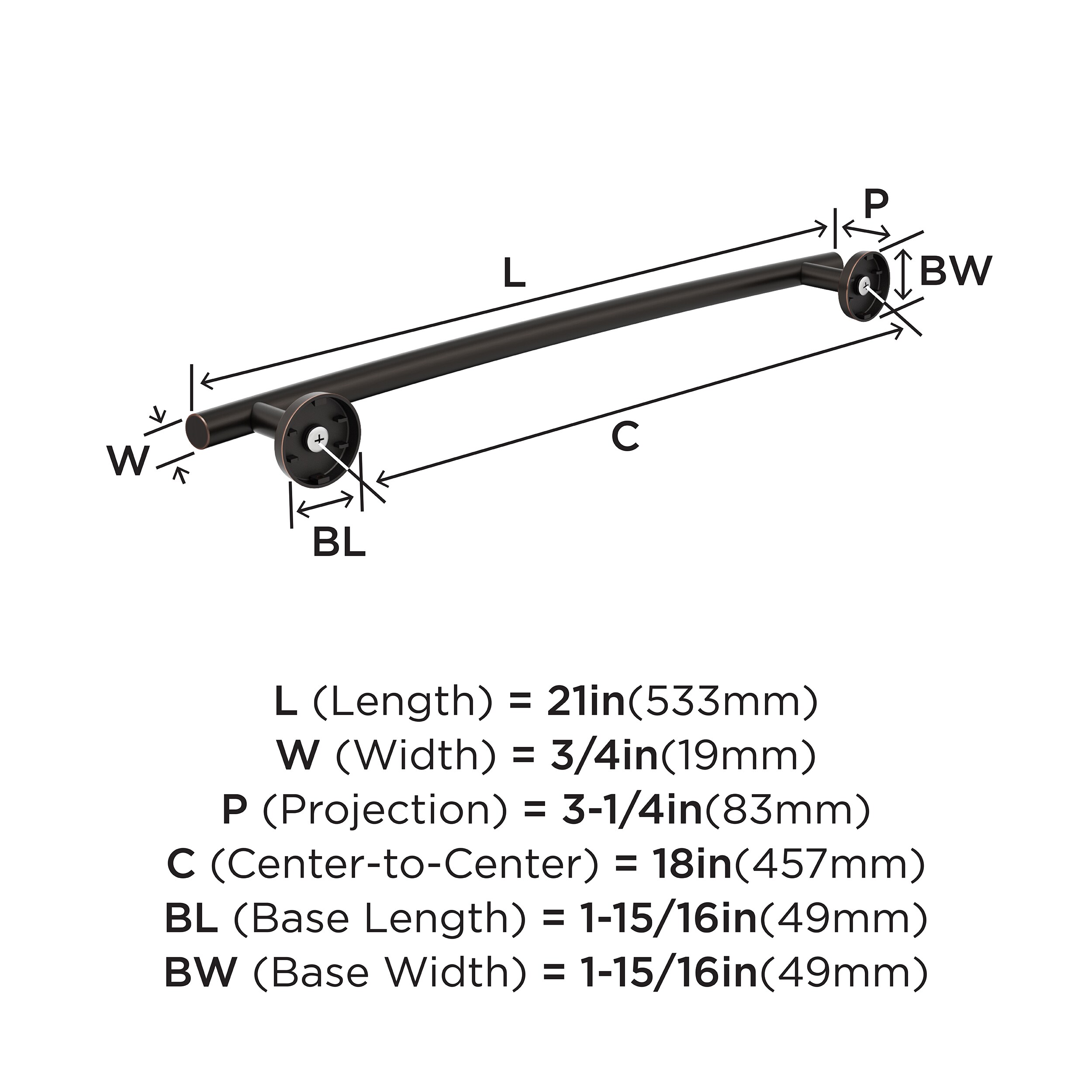 Arrondi Oil-Rubbed Bronze 18-Inch Wall Mounted Towel Bar