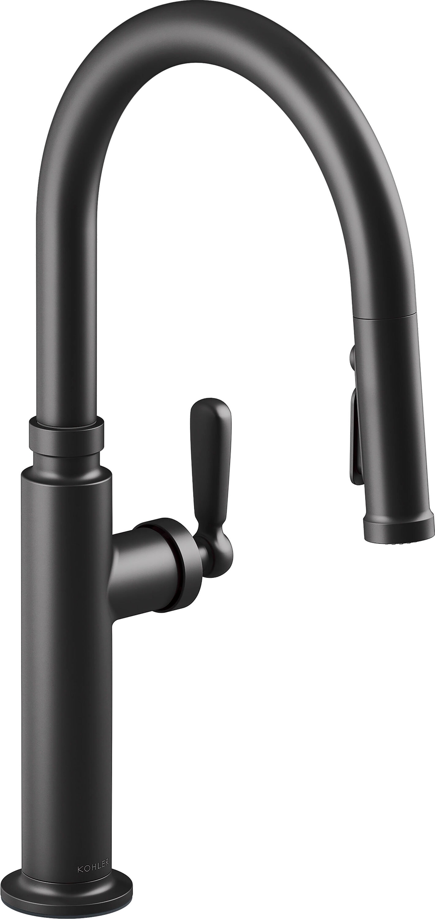 KOHLER 28358-BL Edalyn by Studio McGee Matte Black Single Handle Deck-mount Pull-down Kitchen Faucet with Sprayer
