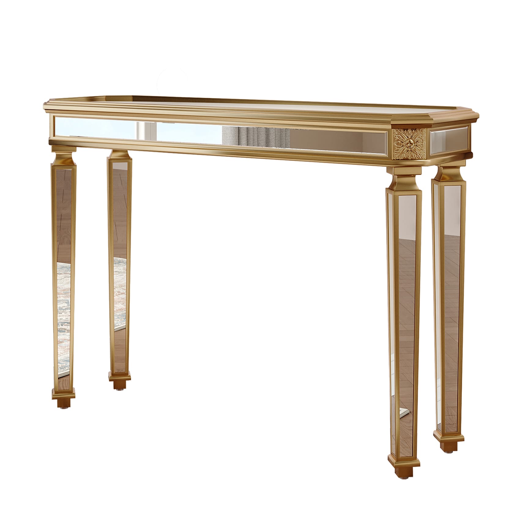 SINOFURN - Modern Rectangular Glass Clear 48-in W x 32.7-in H Console table