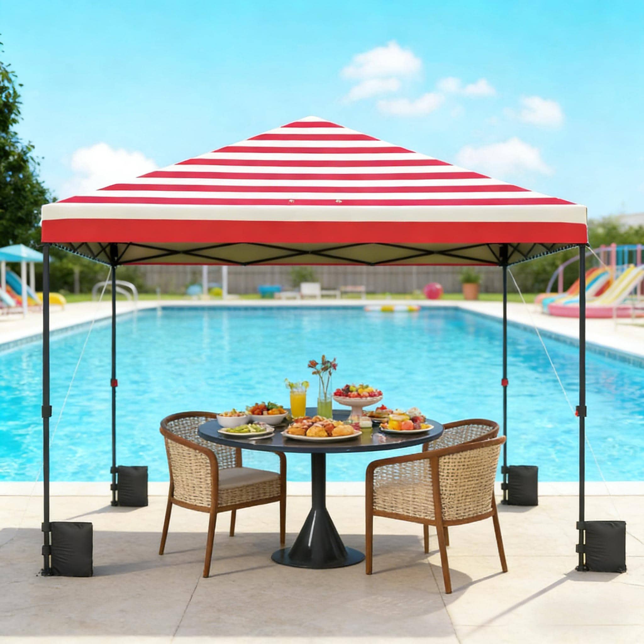 RITSU  Pop Up Canopy Tent for Patio Lawn Camping and Backyard Outdoor with Portable Outdoor Shade Shelter Design