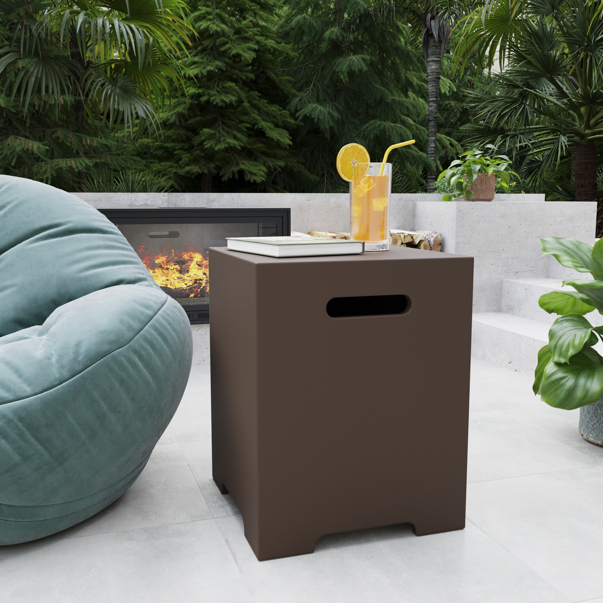 Patio Watcher LS-WST-F-MGO-MH Tank cover table Square Outdoor End Table 16-in W x 16-in L