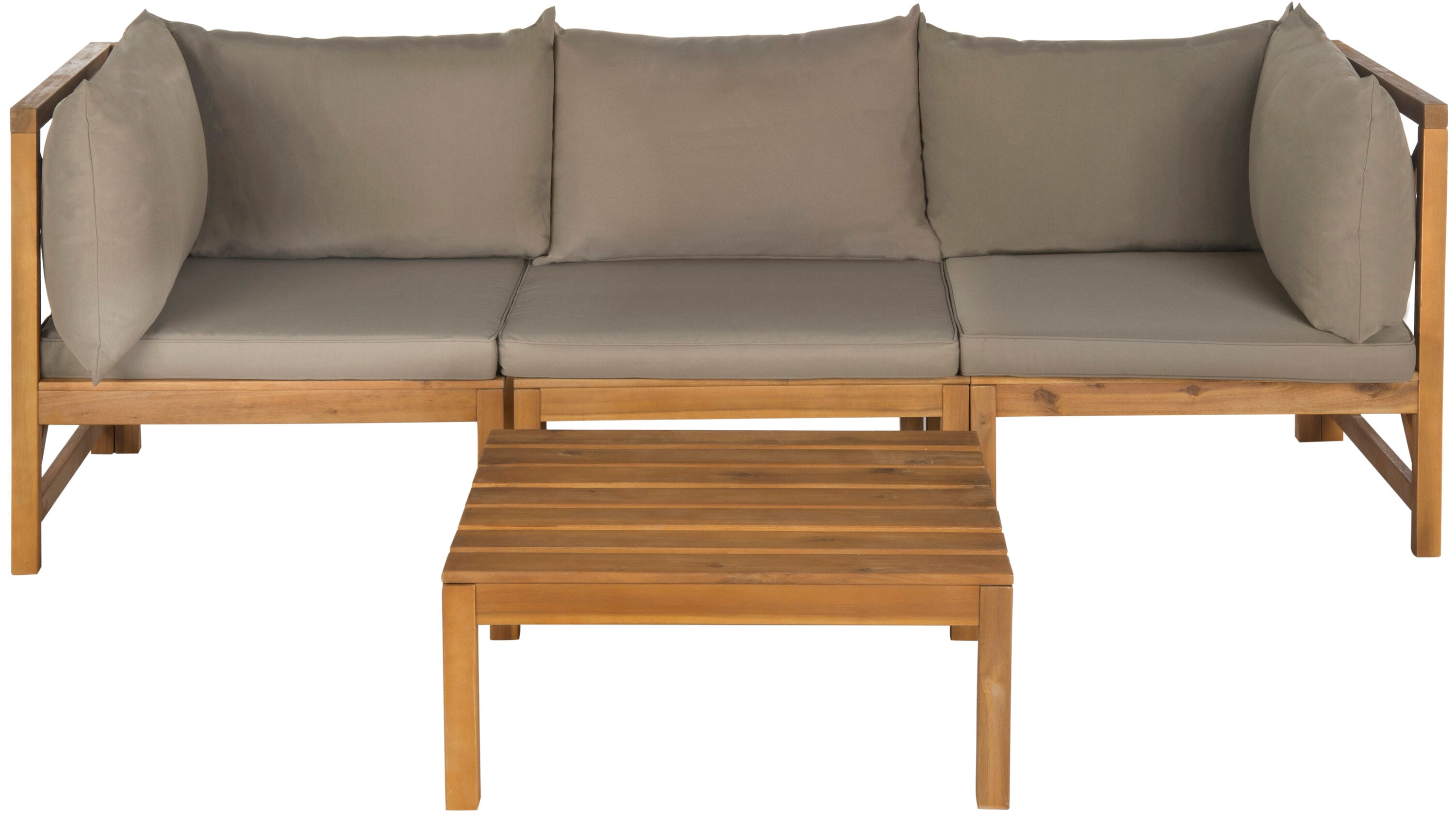 Safavieh PAT6713B Lynwood 4 -Piece Patio Conversation Set with Brown Cushions