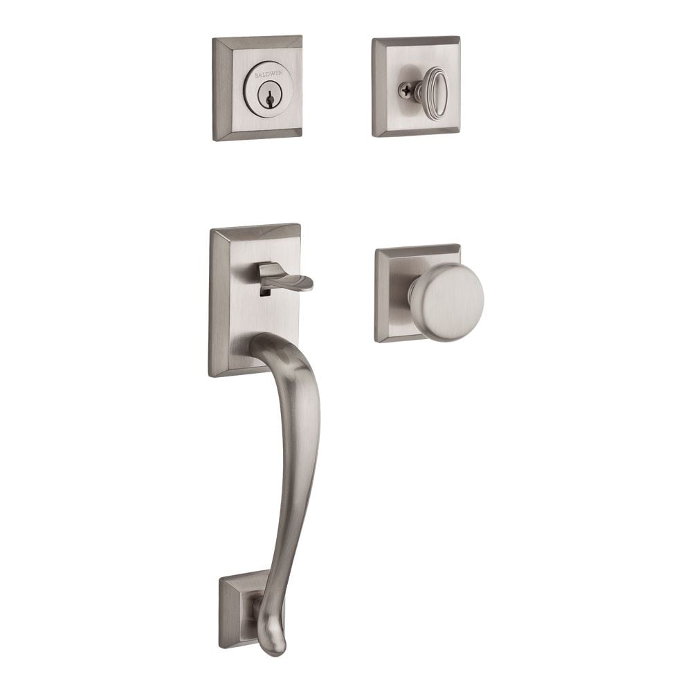 Baldwin SCNAPXROUTSR150 Reserve Reserve Satin Nickel Single-Cylinder Deadbolt Keyed entry door handleset with Knob