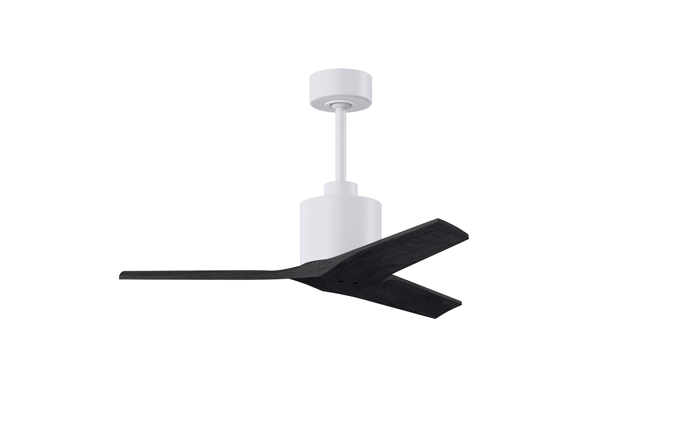 Matthews Fan Company MW-MWH-BK-42 Mollywood 42-in Outdoor Matte White with Matte Black Blades Ceiling Fan Without Light - Remote Included ( 3 -Blade )