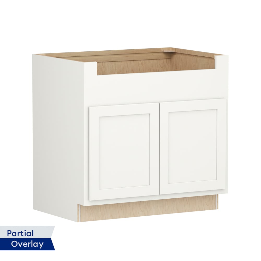 Shenandoah PRO Express SPE 92MPS-25379 Breckenridge 36-in W x 34.5-in H x 24-in D Linen Partial Overlay Apron front sink Base Fully assembled Plywood Cabinet (Recessed Panel Shaker)