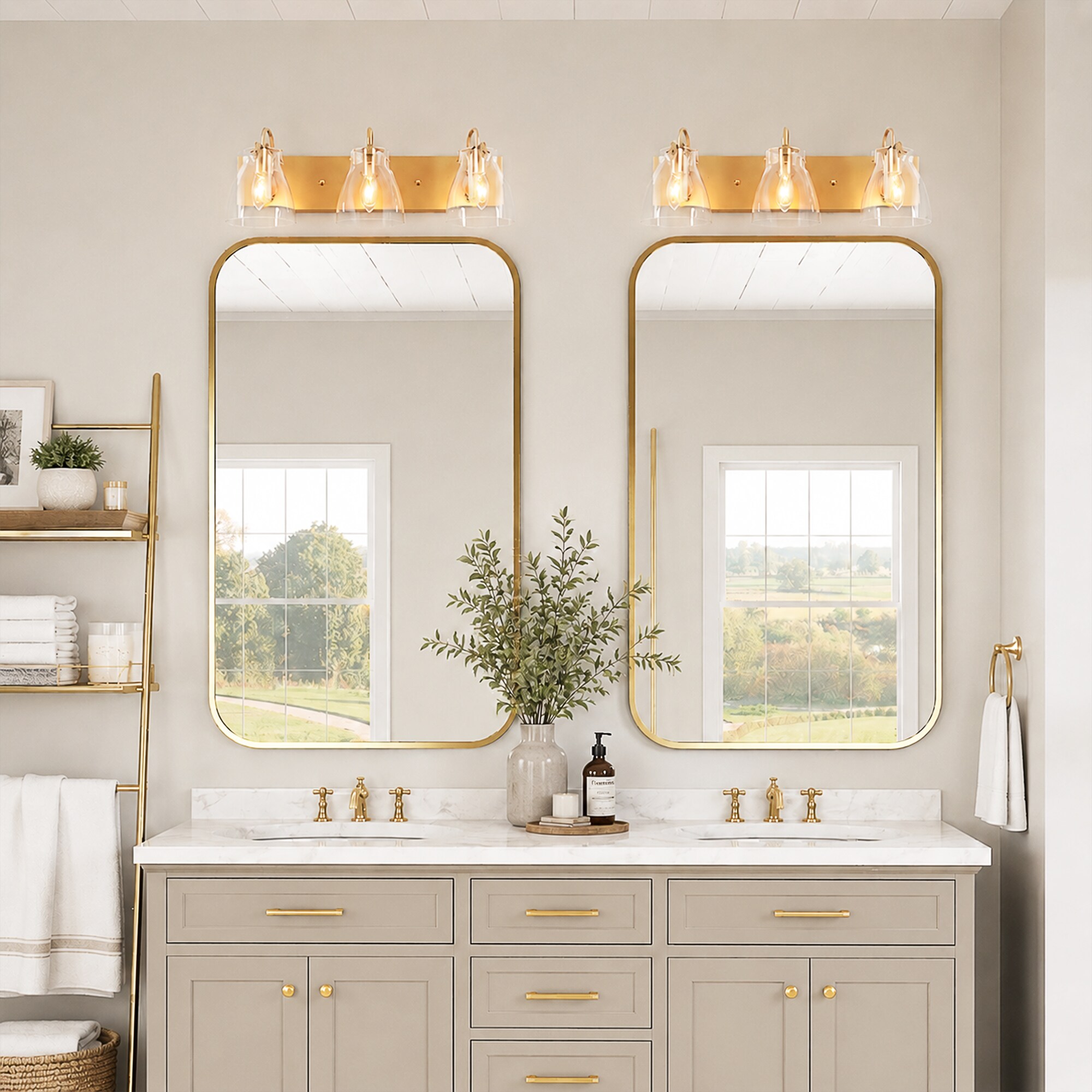 LNC Pursuit 22-in 3-Light Matte Gold LED Modern/Contemporary