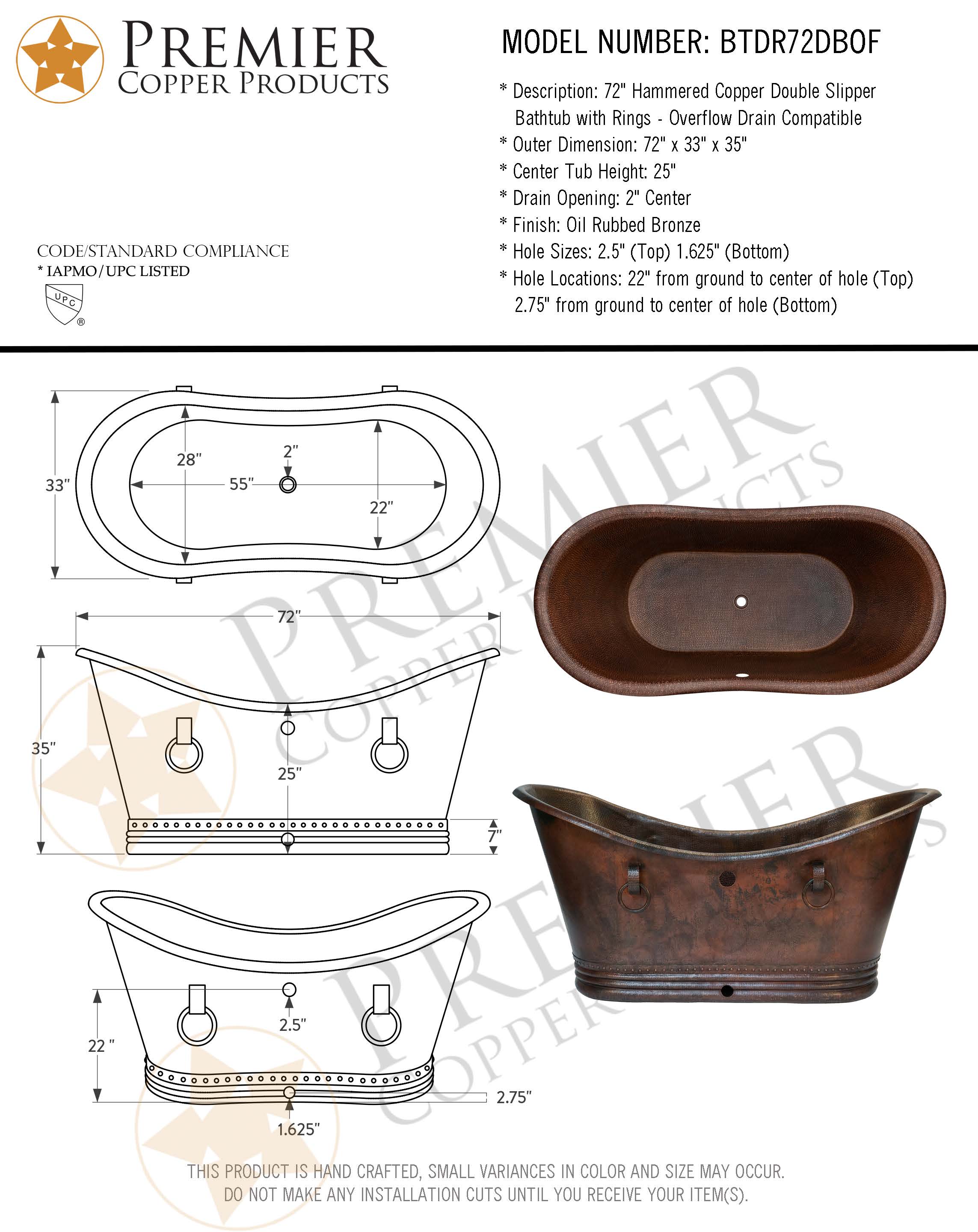 PREMIER COPPER PRODUCTS BTDR72DBOF bathtubs - View #9