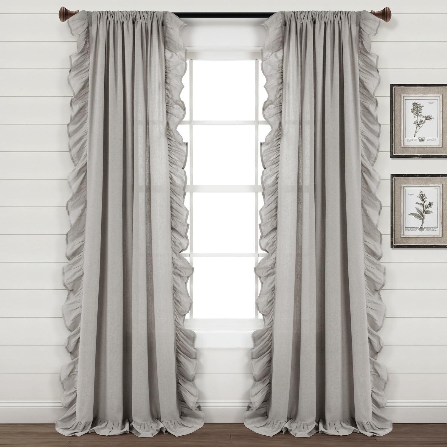 Lush Decor 21T010860 84-in Light Gray Room darkening Rod pocket Curtain panel pair