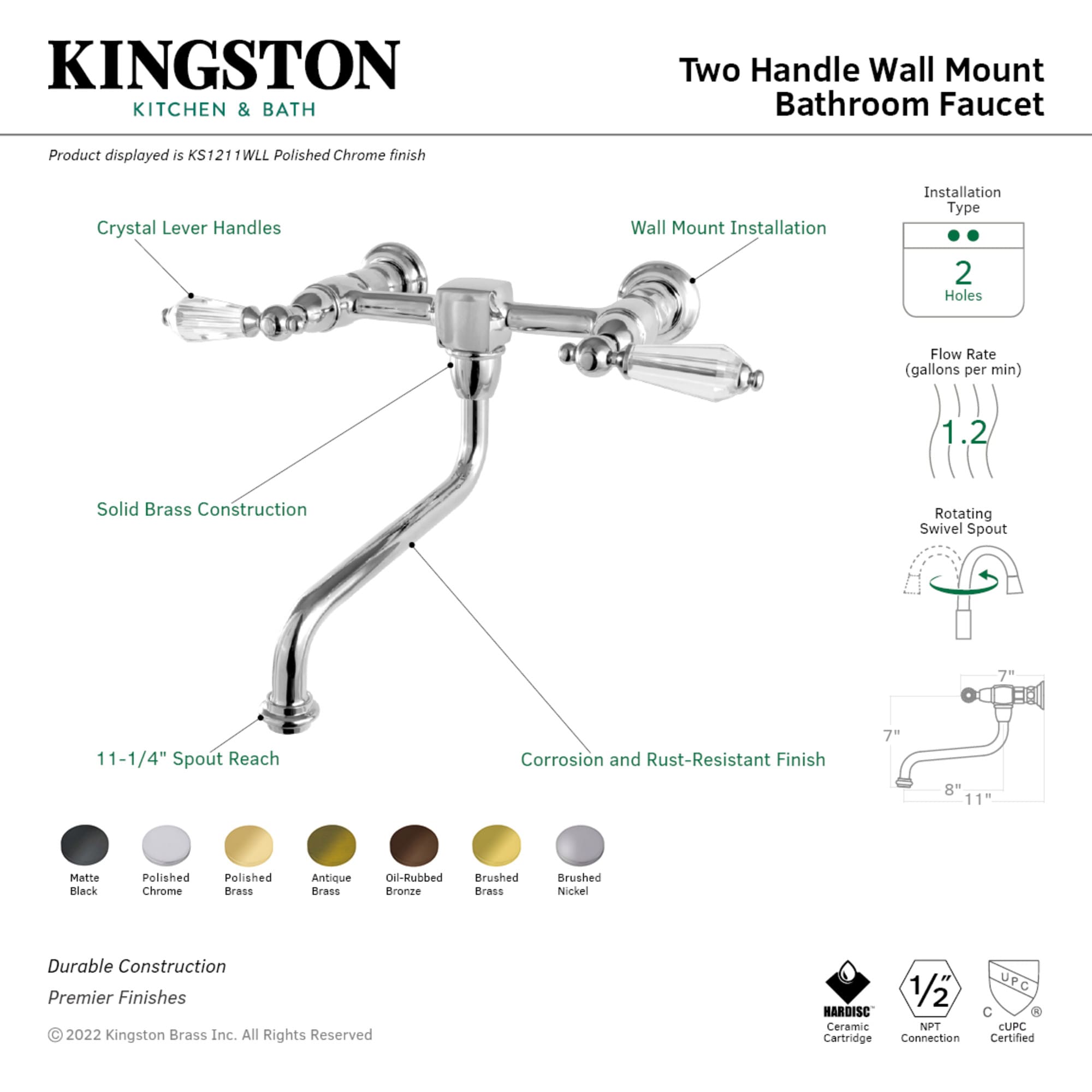 Kingston Brass WLKS1215WLL Lavatory-Faucets - View #3