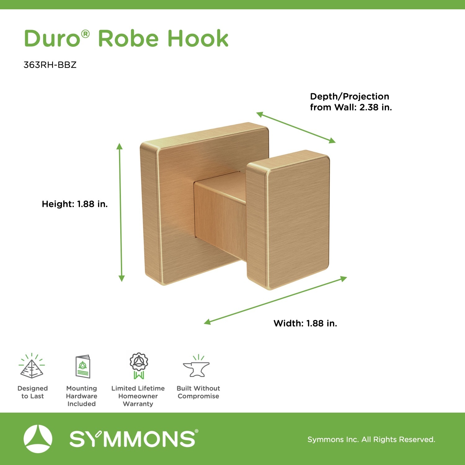 Symmons 363RH-BBZ Robe-Hooks - View #3