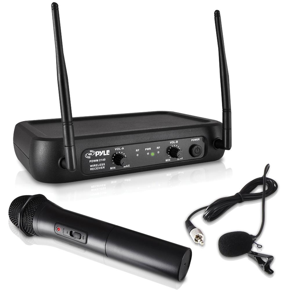 PYLE-PRO Professional Wireless Microphone System - Dual UHF Band, Wireless,  Handheld, 2 MICS With 8 Selectable Frequency Channels, Independent Volume
