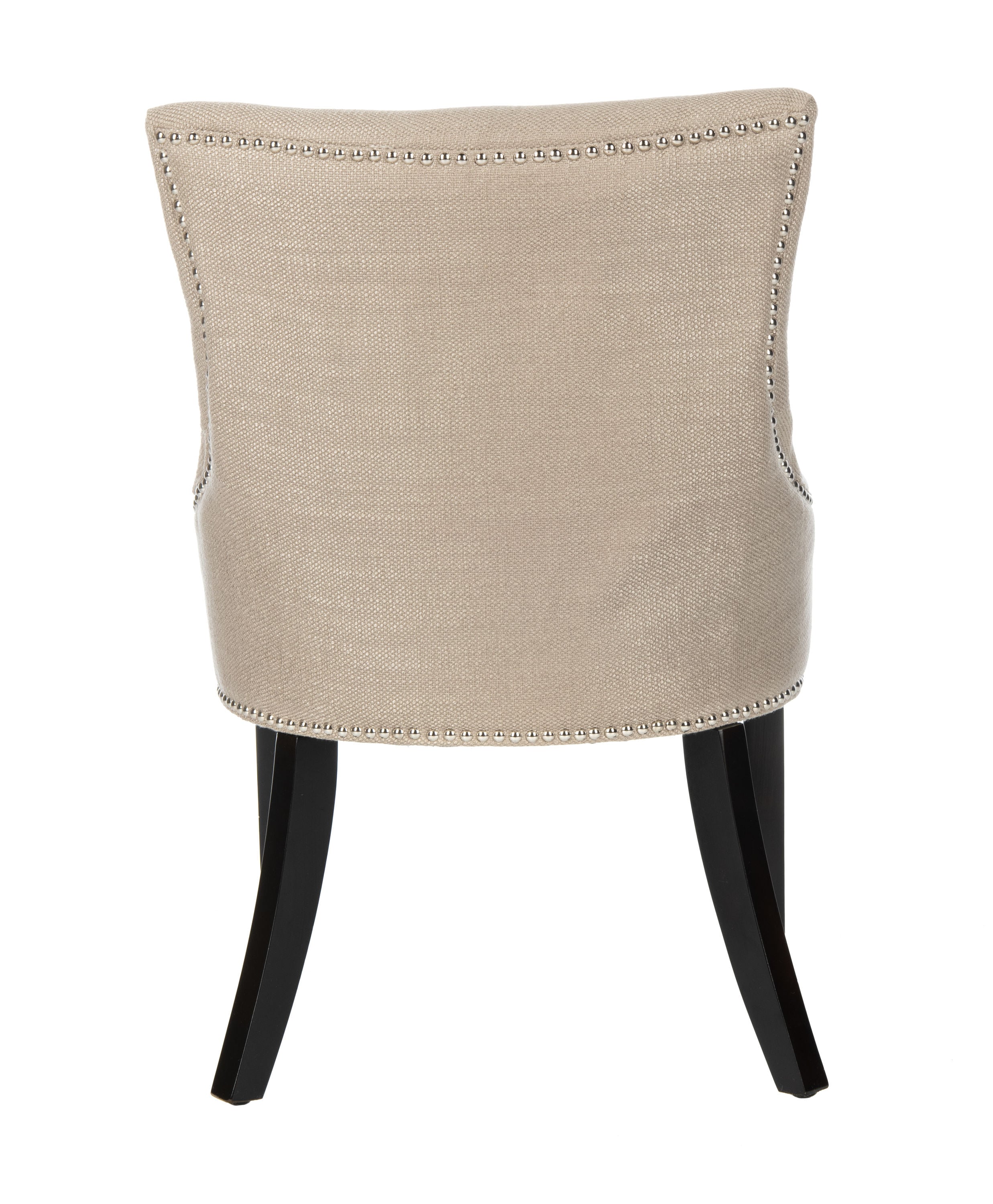 Beige Linen Upholstered Parsons Side Chair with Wood Legs