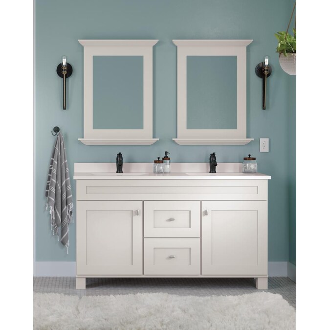 Diamond Now Palencia 60 In White Bathroom Vanity Cabinet The Vanities Without Tops Department At Com White Bathroom Vanity Cabinet, Double Vanity Cabinet