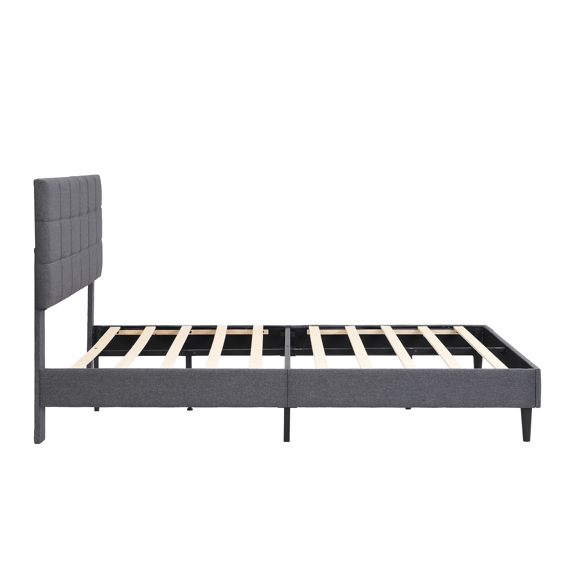 Clihome Gray Full Upholstered Platform Bed in the Beds department at ...