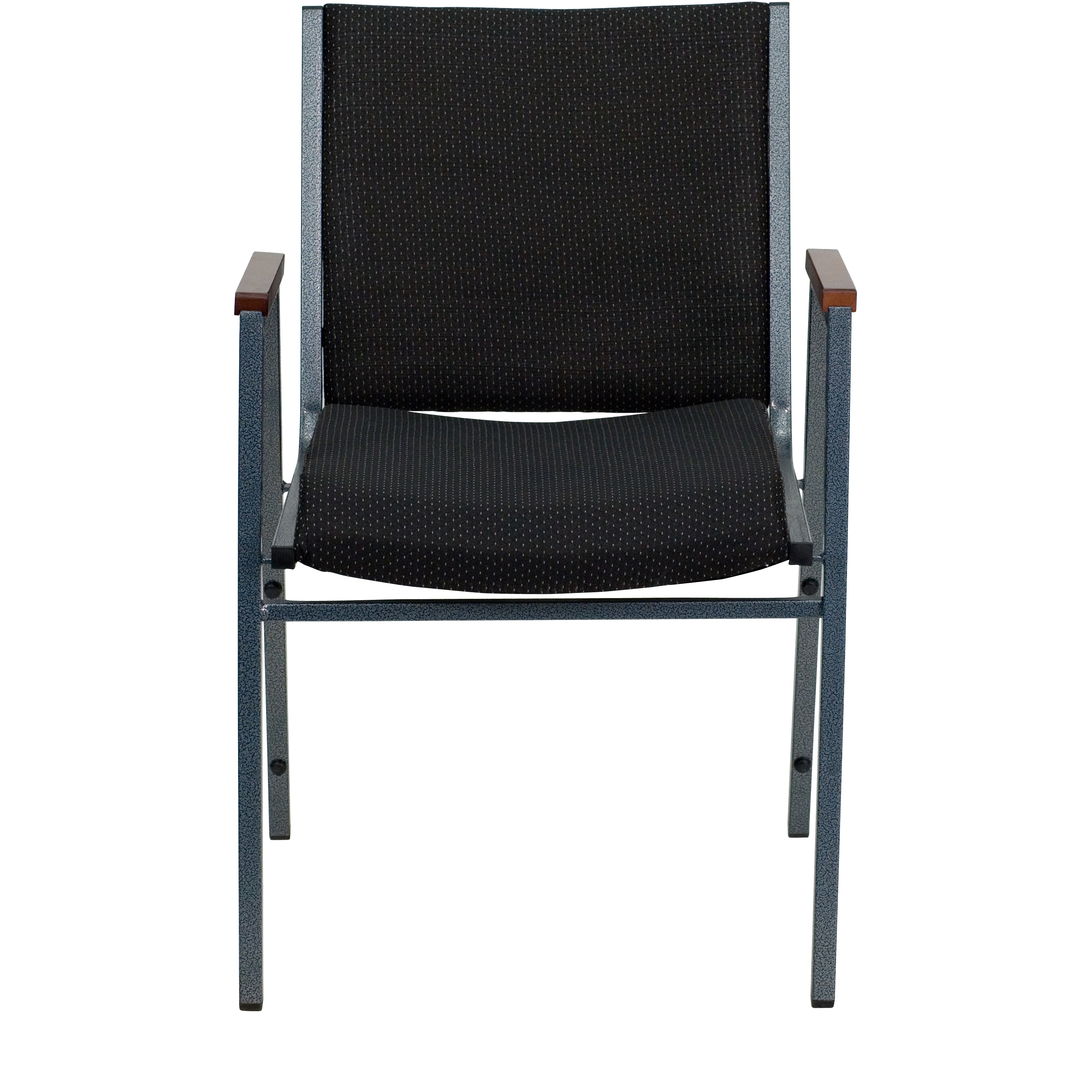 Hercules Series 31'' Heavy Duty Black Fabric Stack Chair with Silver Frame