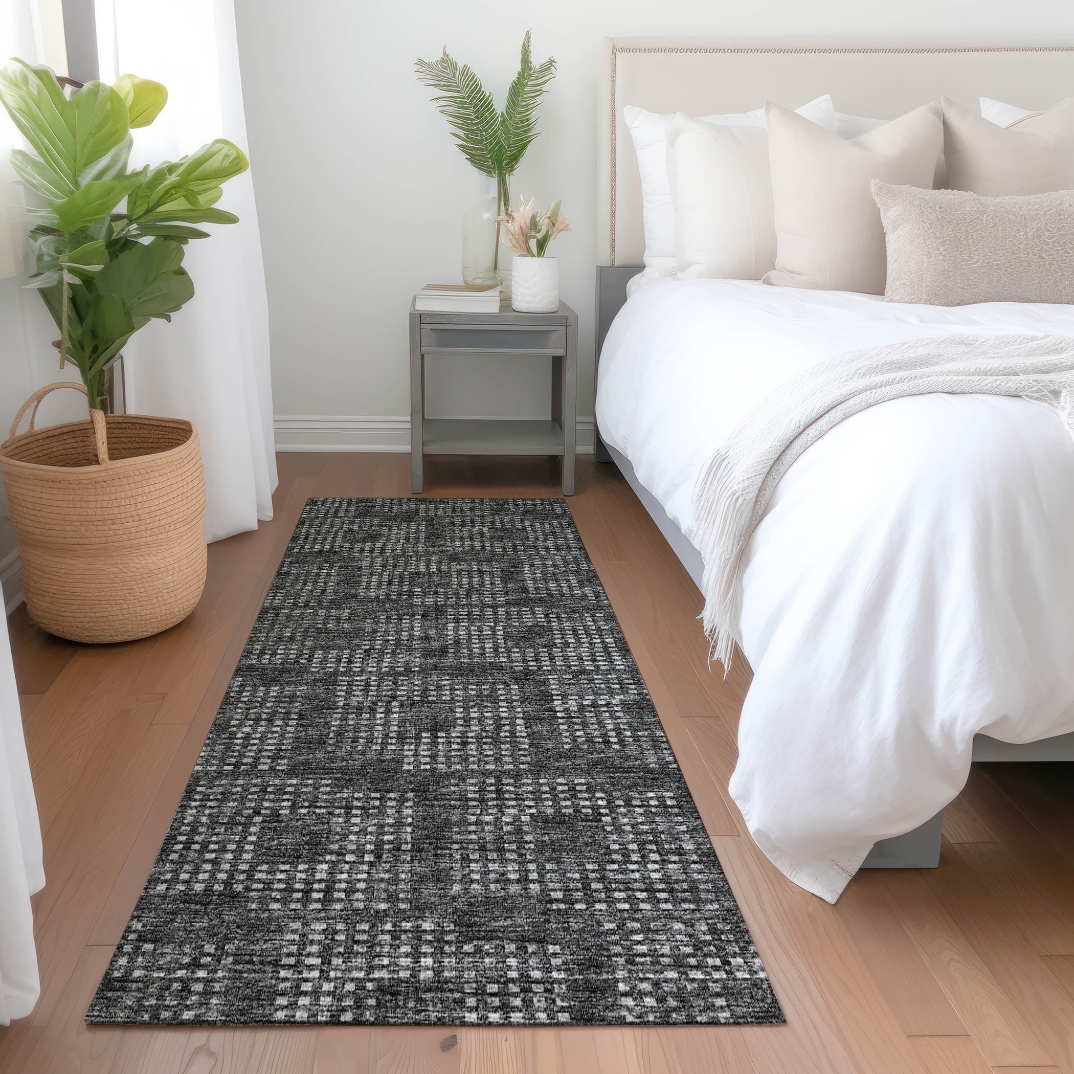 Addison Rugs AMF33BK2X8 Mayfield AMF33BK 2 x 7 (ft) Loomed Polyester Black Rectangular Indoor Abstract Machine washable Runner rug
