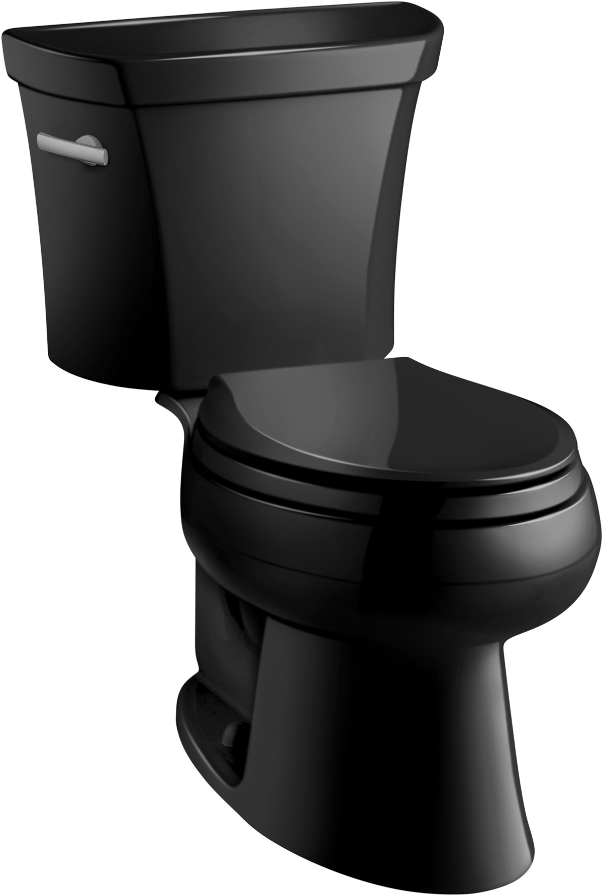 KOHLER K-3998-T-7 Wellworth Black Single Elongated Standard height 2-piece Toilet 12-in Rough-In WaterSense 1.28 GPF