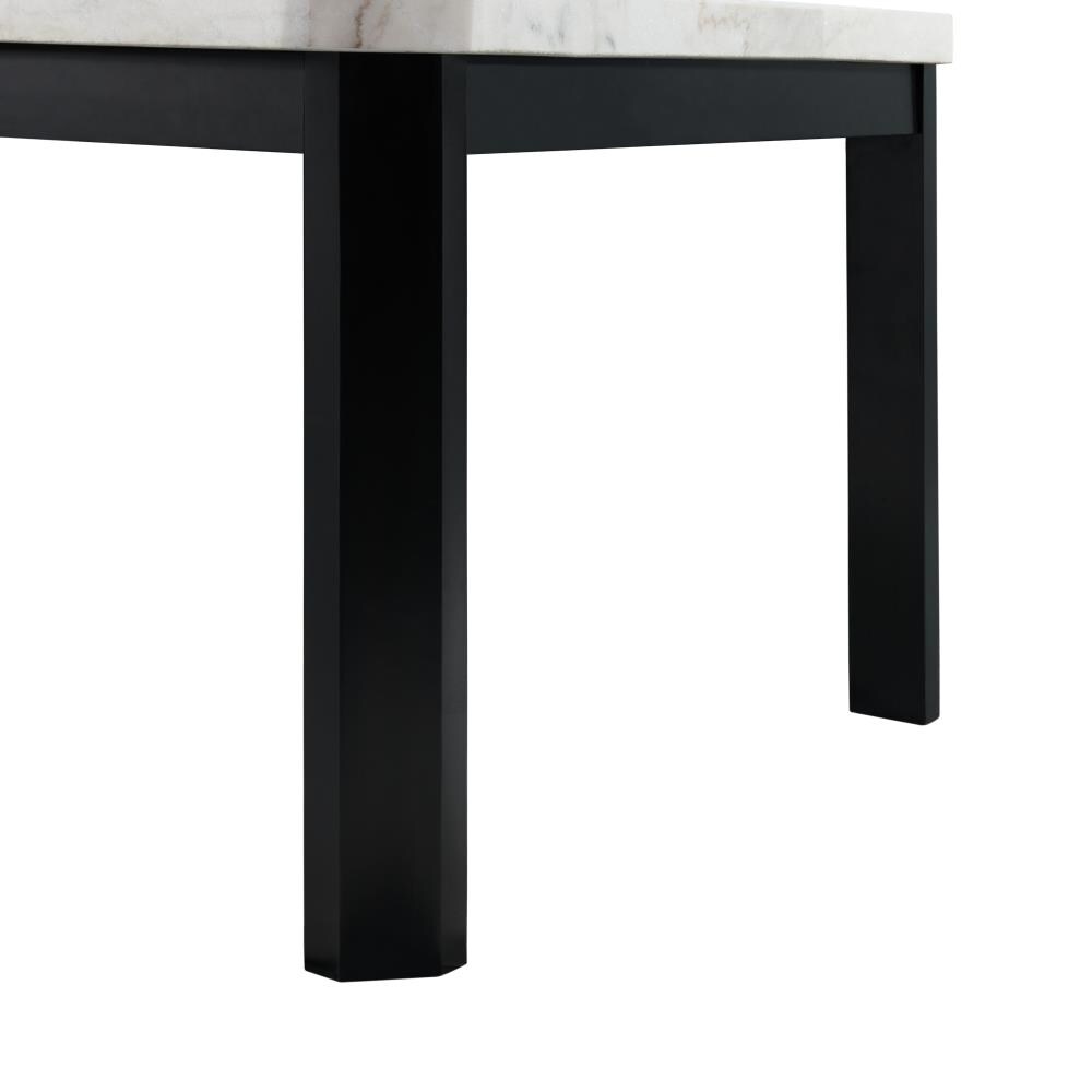 Transitional Black and White Marble Square Counter Height Dining Table