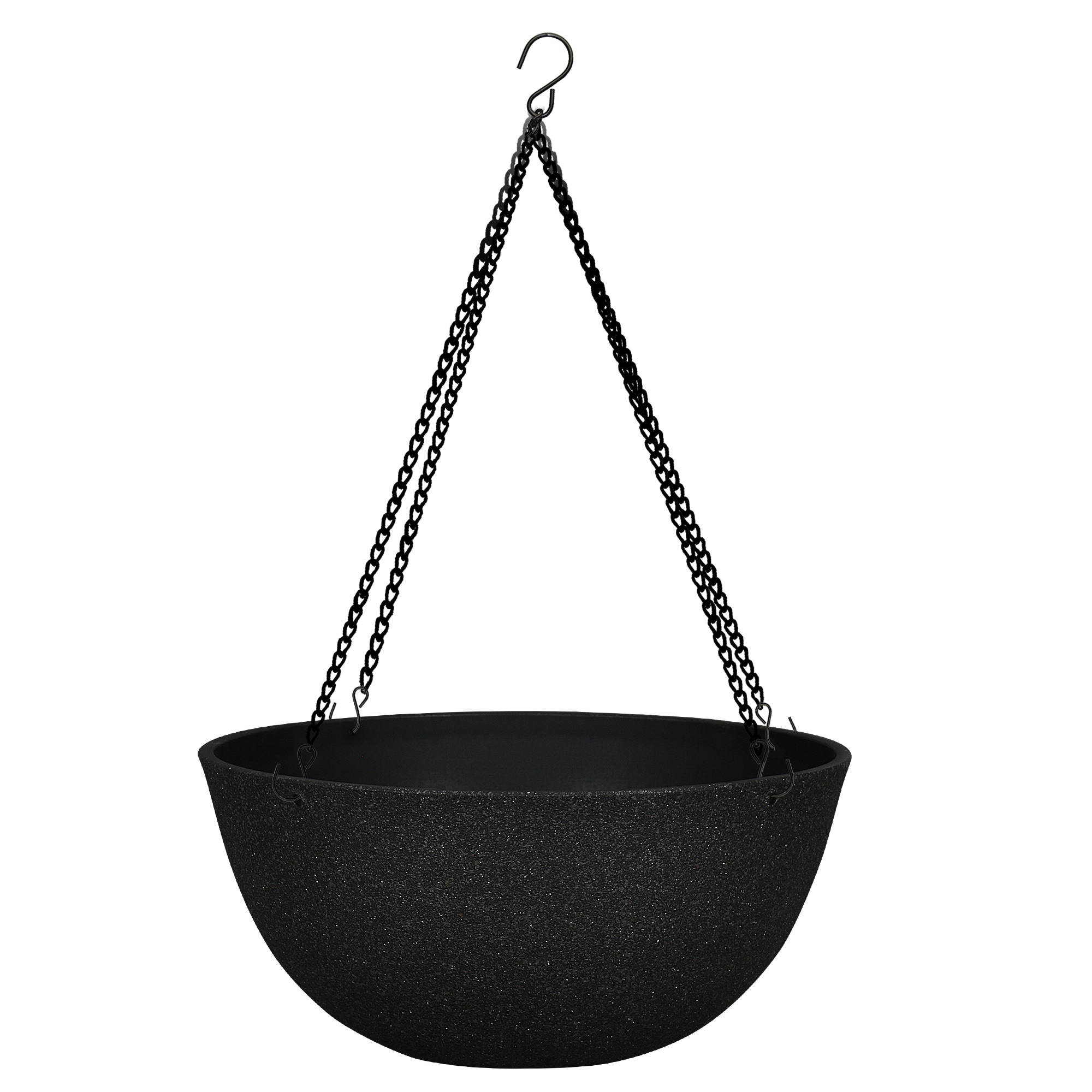 13.15-in W x 6.5-in H Black Resin Contemporary/Modern Indoor/Outdoor Hanging Planter | - allen + roth PLGY314SKG