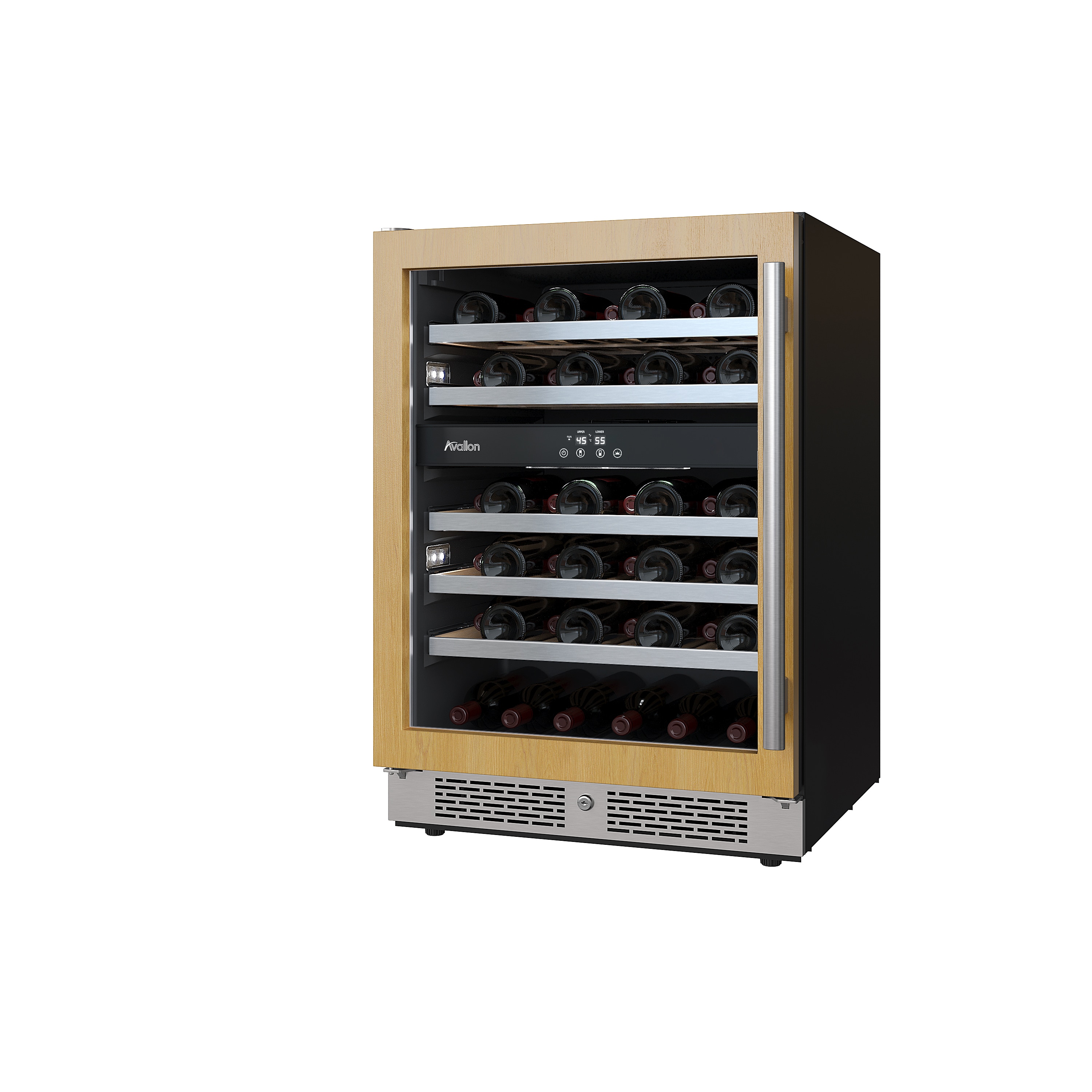 Avallon AWC242DPRGLH 23.8125-Inches W 45 -Bottles Panel Ready Glass Dual Zone Cooling Freestanding Indoor Wine Cooler