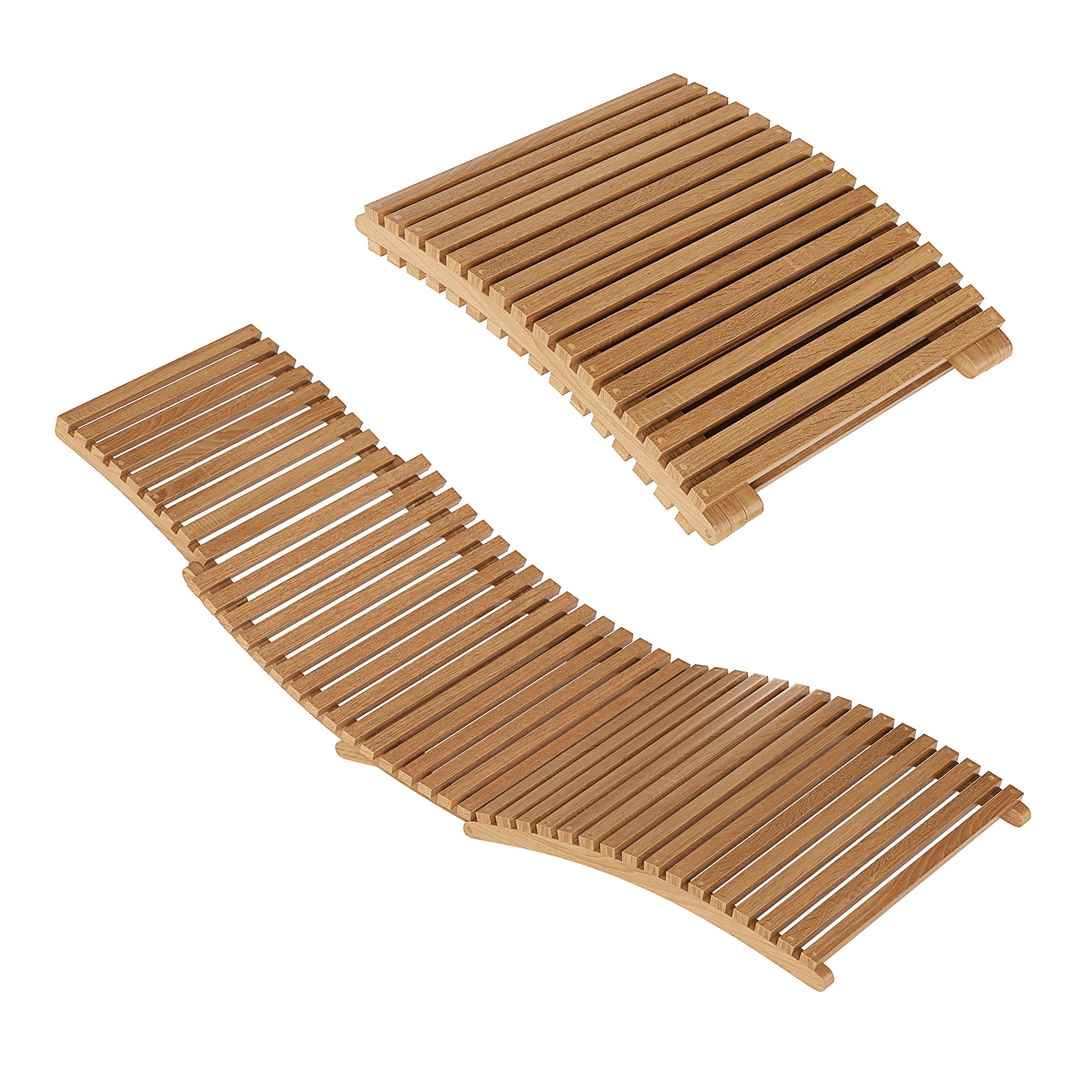 Slickblue - 1PC/2PC  Folding Teak Wood Patio Chaise Lounge Chair with Slatted Seat for Poolside B...