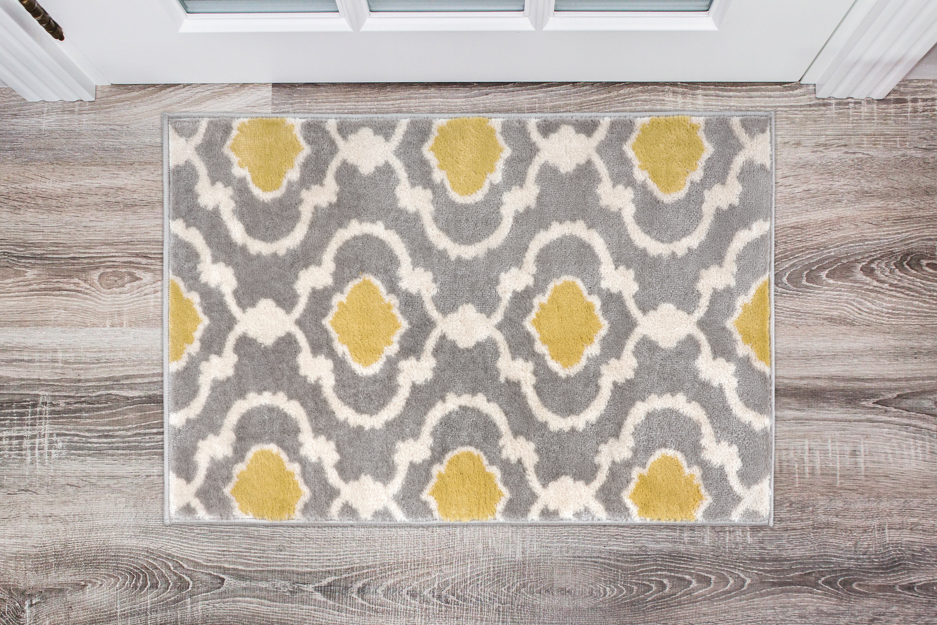 World Rug Gallery 310 GR YLLW 2X3 Princeton 2 x 3 (ft) Loomed Polypropylene Gray/Yellow Rectangular Indoor Trellis Moroccan Area rug