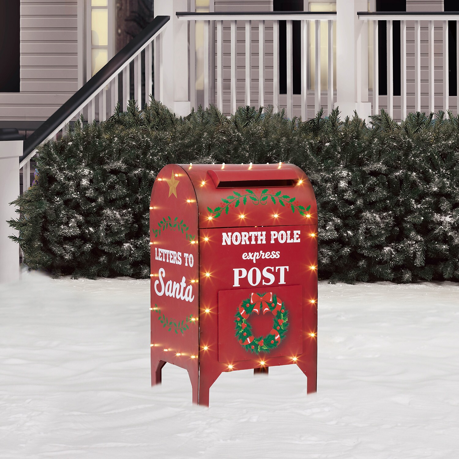 Holiday Living 40-in Mailbox Free Standing Decoration with White