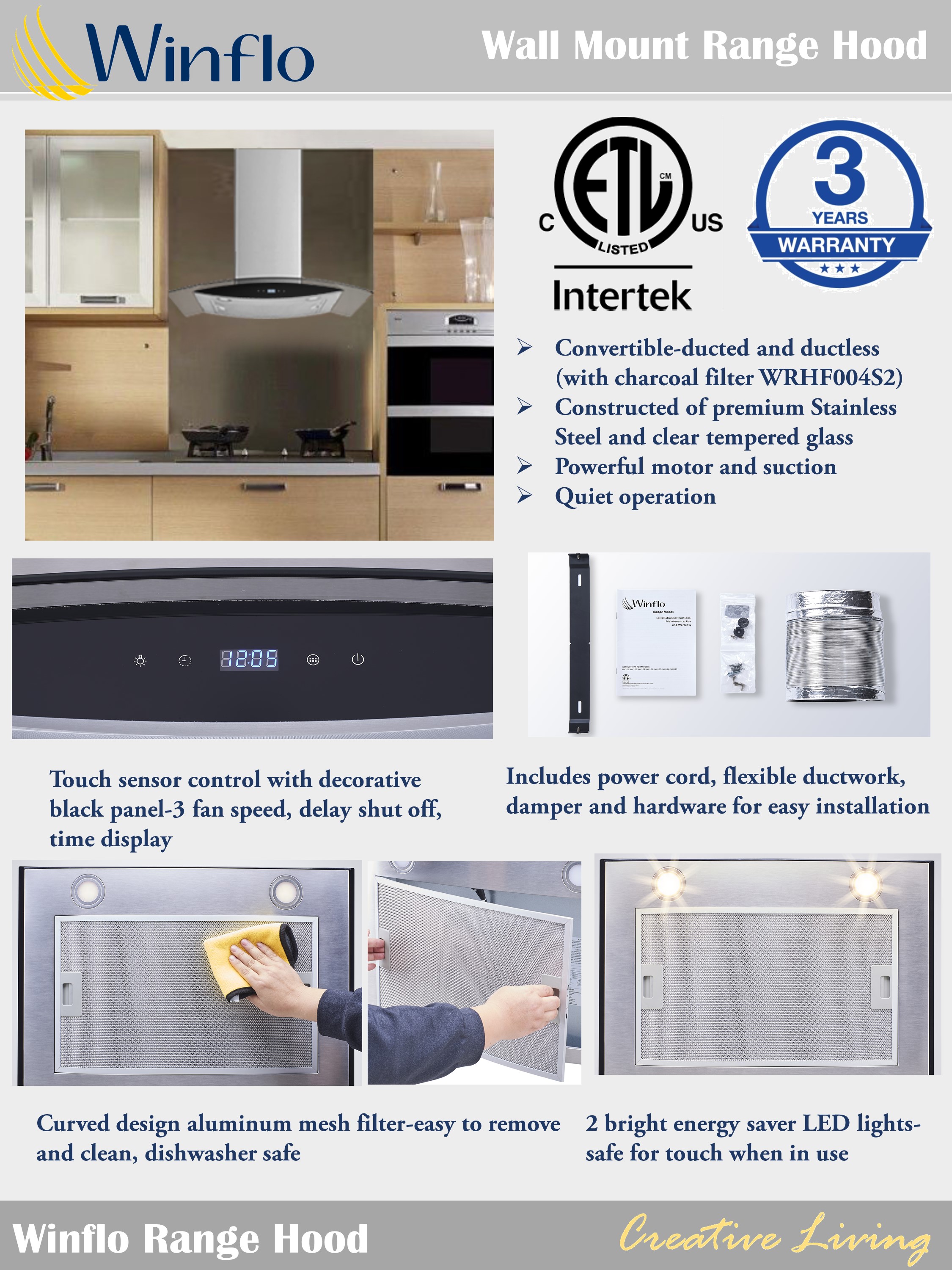 Winflo LRW02B30GC Wall-Mounted-Range-Hoods - View #9