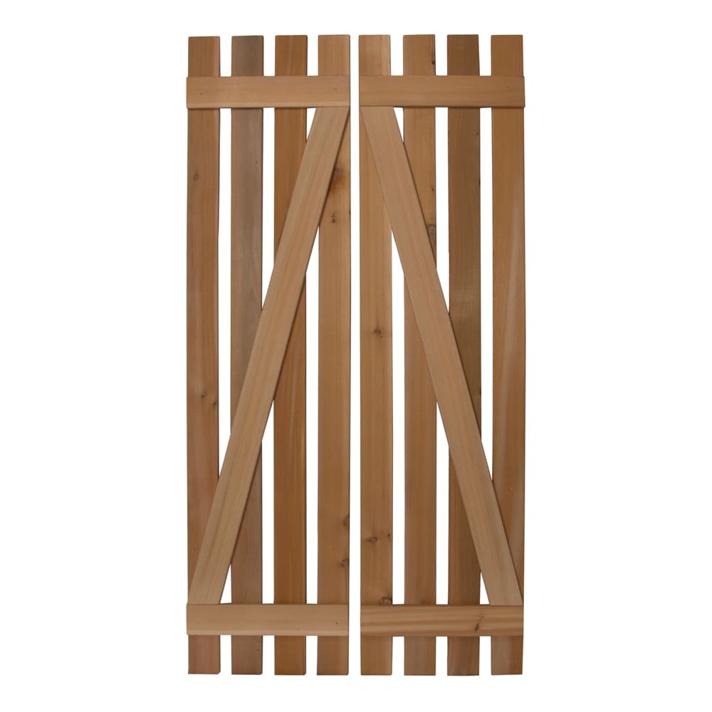 Design Craft Millworks 490157 2-Pack 15-in W x 67-in H 15-in x 67-in Spaced Z Natural Western Red Cedar Paintable/Stainable Board and Batten Z-bar Wood Exterior Shutters