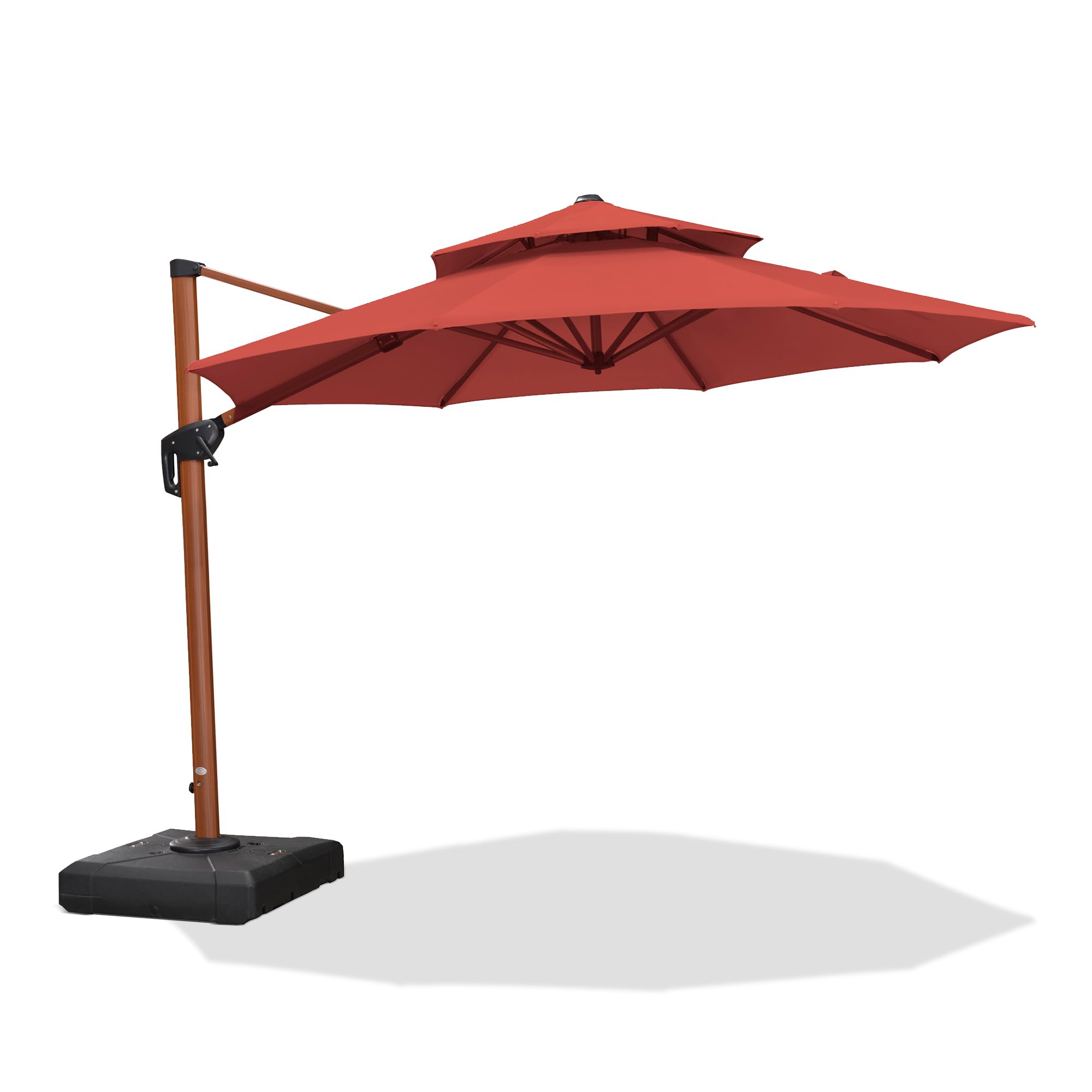 PURPLE LEAF LSGLRRM10-BR 10-ft Aluminum Red Crank Cantilever Patio Umbrella