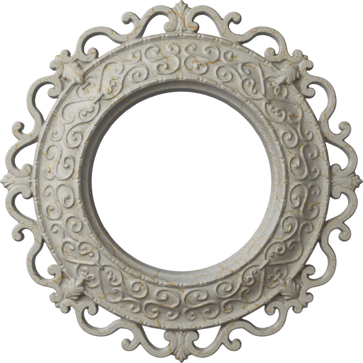 Ekena Millwork CM13ORPCC Orrington 13.25-in W x 13.25-in L Painted Pot Of Cream Crackle Polyurethane Whole Ceiling Medallion