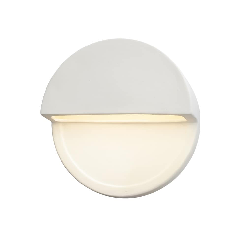 Justice Design Group CER-5610W-BIS Ambiance 1 -Light 8-in H White Hardwired Dark Sky Integrated LED Outdoor Wall Light