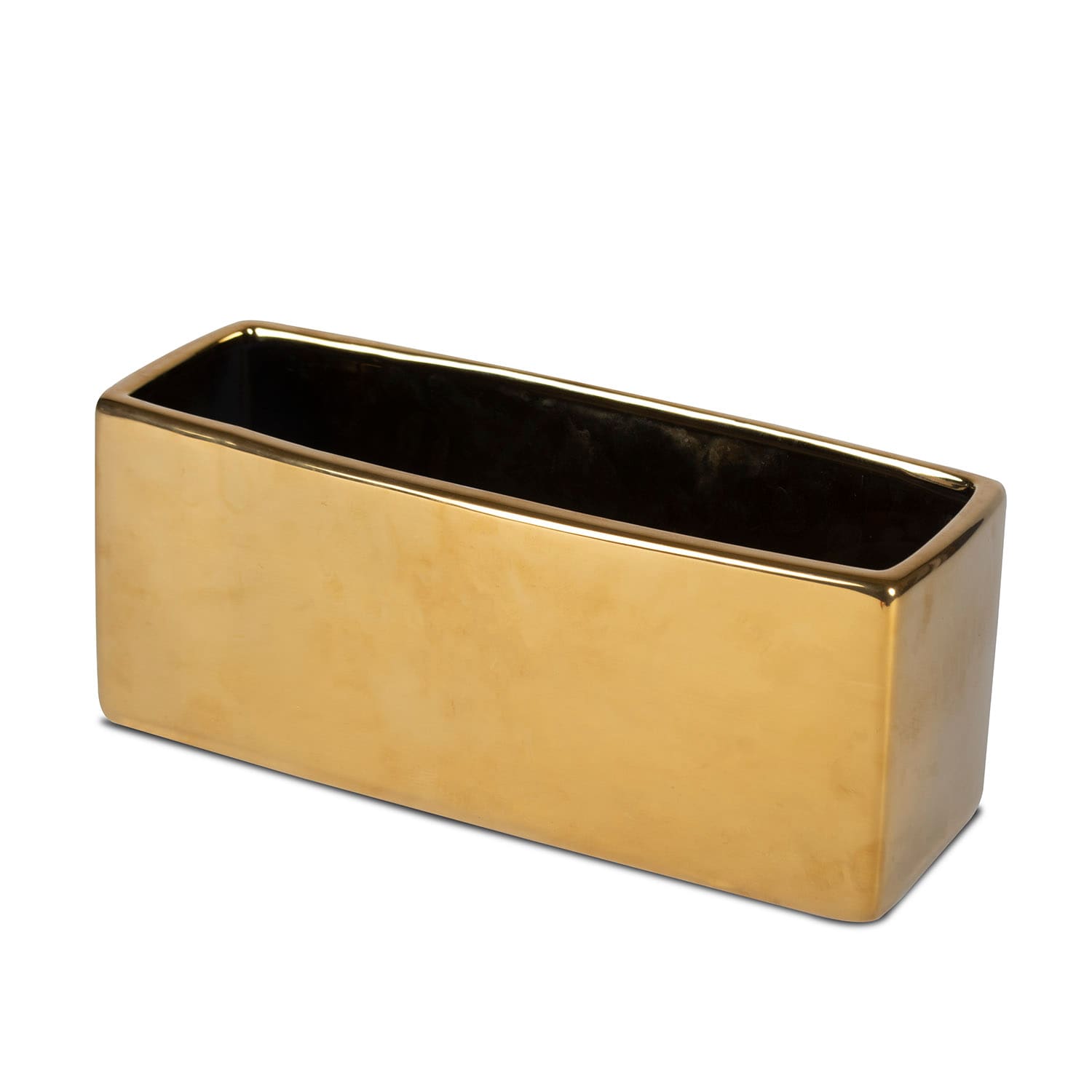 Vasesource CRC5412GD Rectangle 12.75-Inches W Small Gold Ceramic Indoor/Outdoor Planter