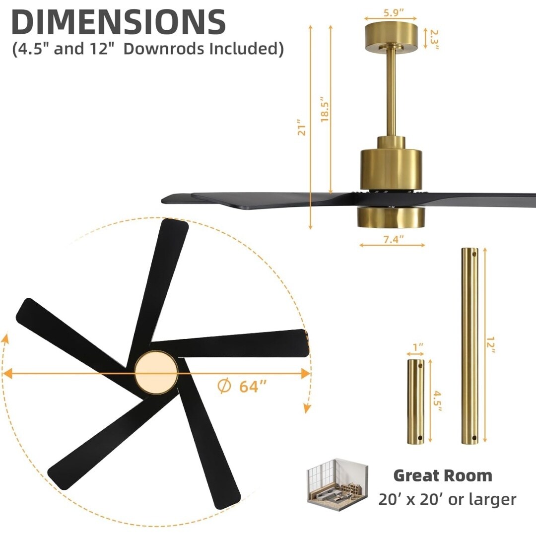 MLIAN WBCF-BS124-GB Ceiling-Fans - View #8