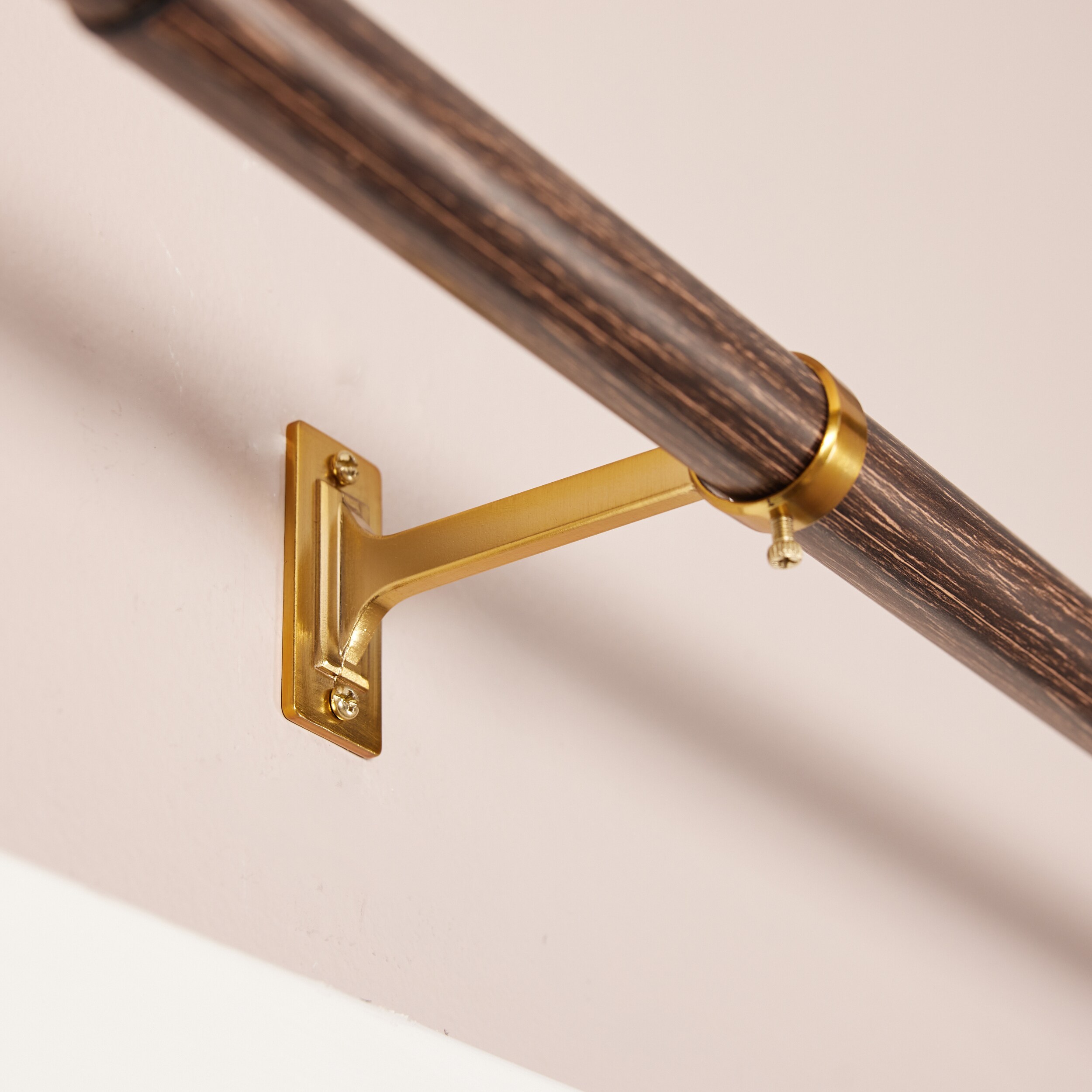 Origin 21 36-in to 72-in Wood and Gold Iron Single curtain rod with Finials
