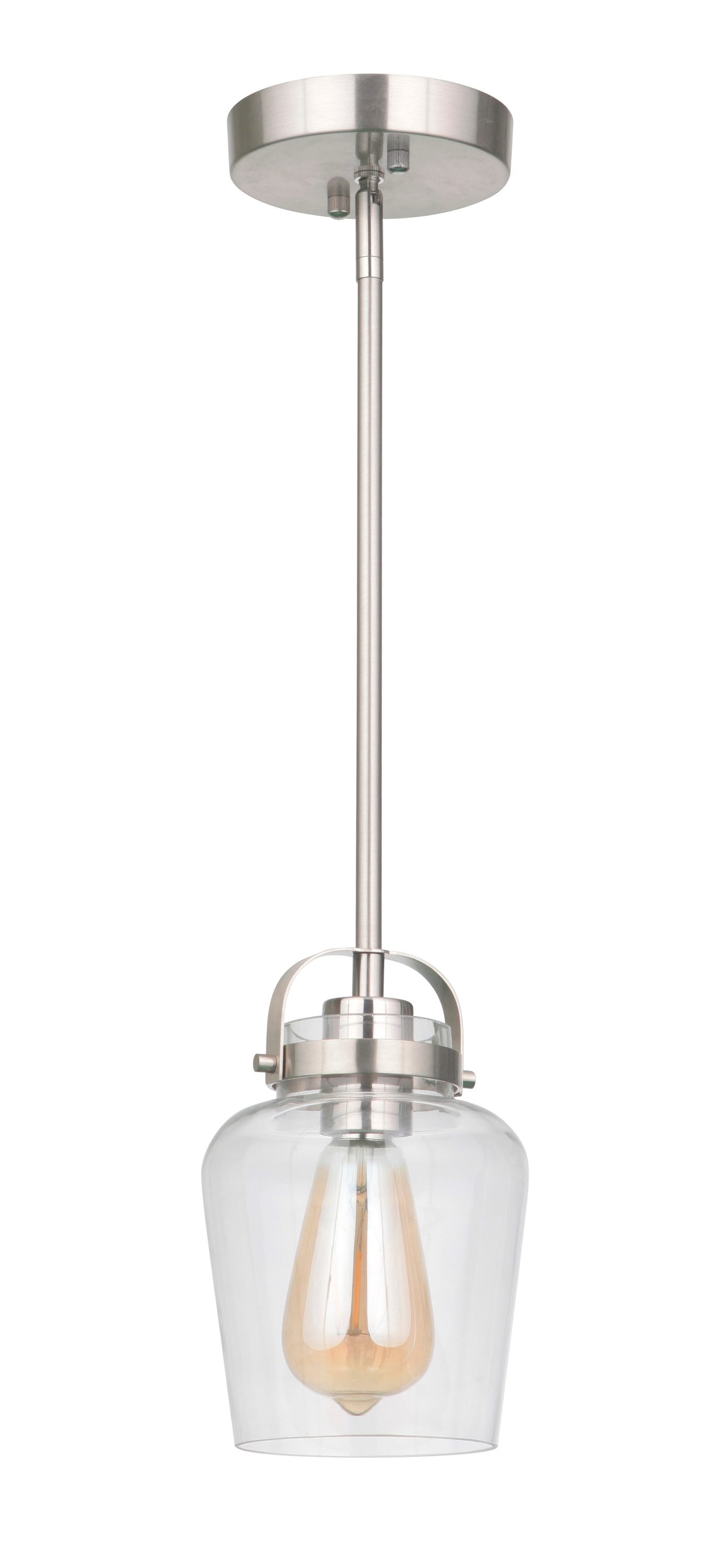 Craftmade 53591-BNK Trystan Brushed nickel Transitional Clear glass Jar Mini Hanging Pendant light