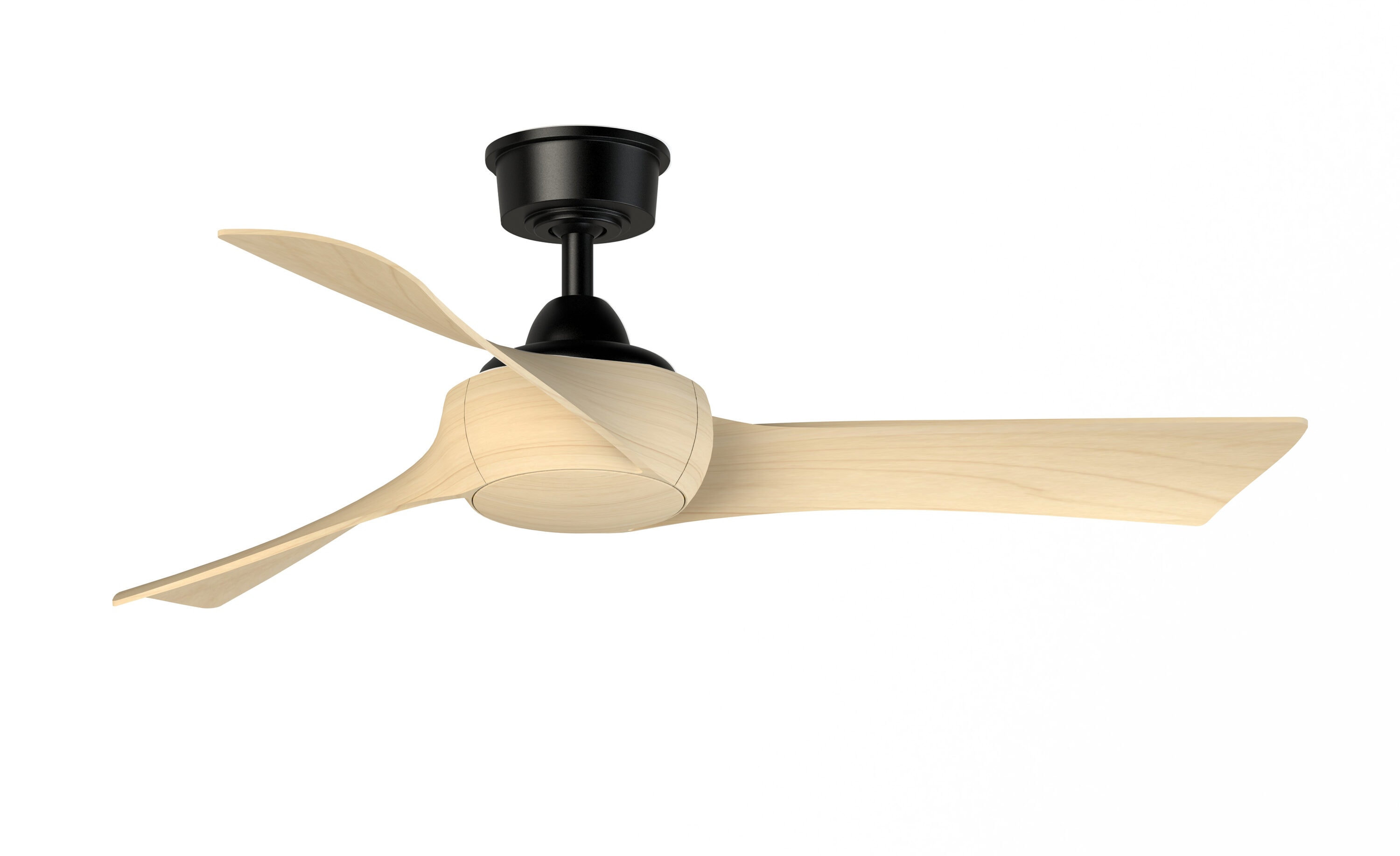 Fanimation FPD8530BL-48N Wrap Custom 48-in Outdoor Smart Black with Natural Blades Ceiling Fan Light Kit Compatible - Remote Included ( 3 -Blade )