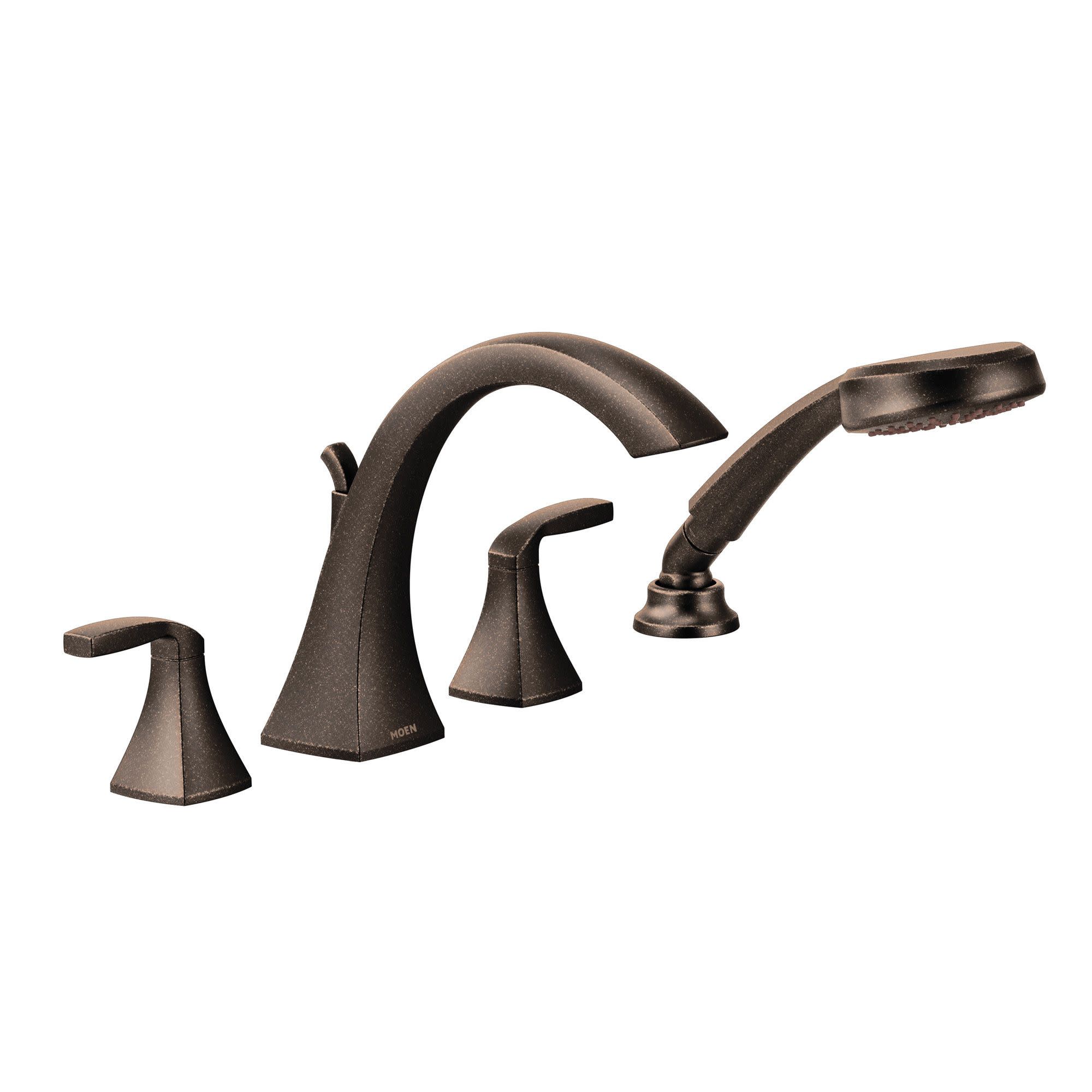 Moen T694ORB Voss Oil rubbed bronze 2-handle Deck-mount Roman High-arc Bathtub Faucet with Hand Shower