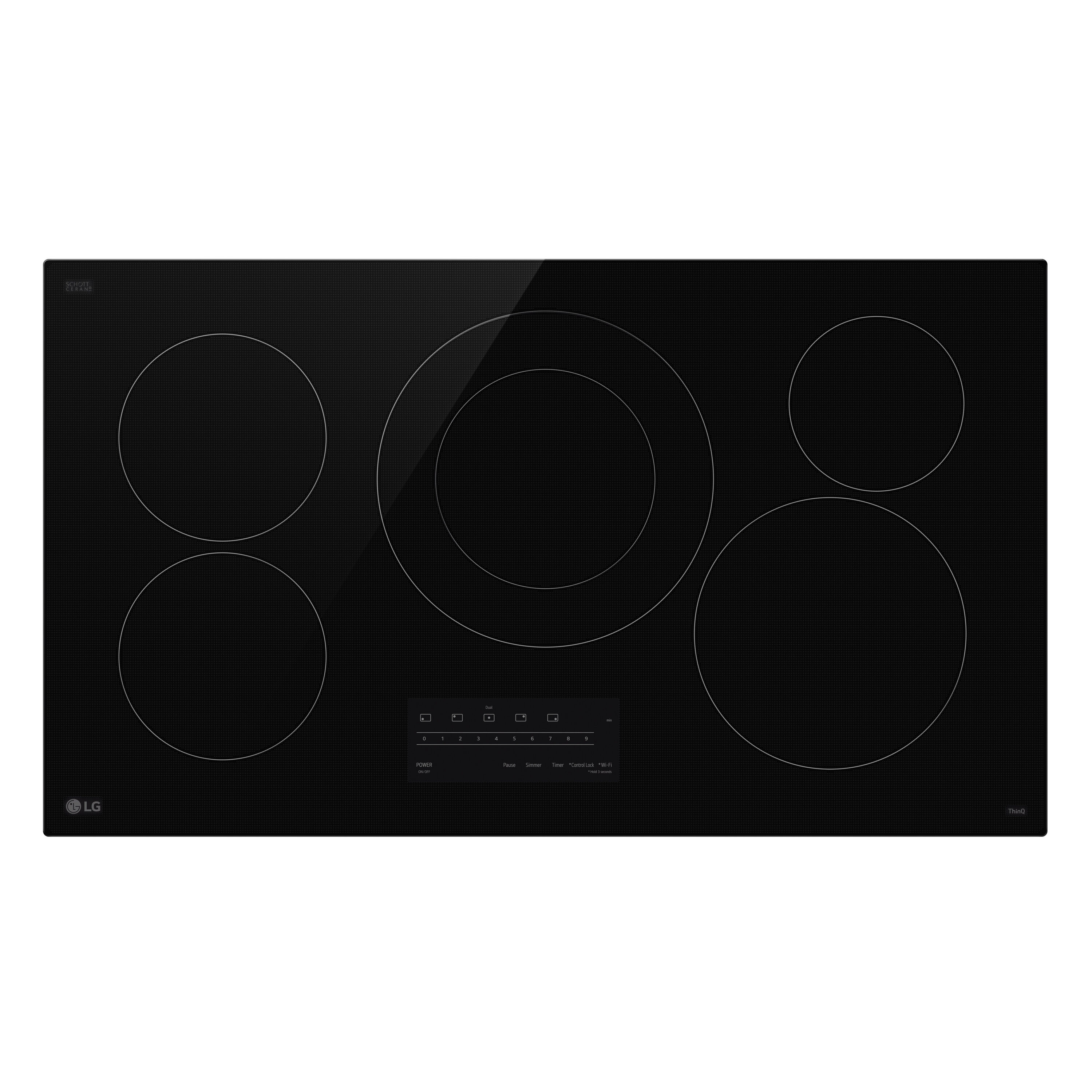 LG 36-in 5 burners Smooth surface Black Smart Compatible Electric Cooktop