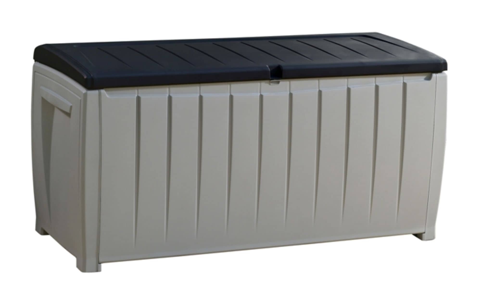 Keter 90 Gallon Black and Gray Lockable Plastic Deck Box