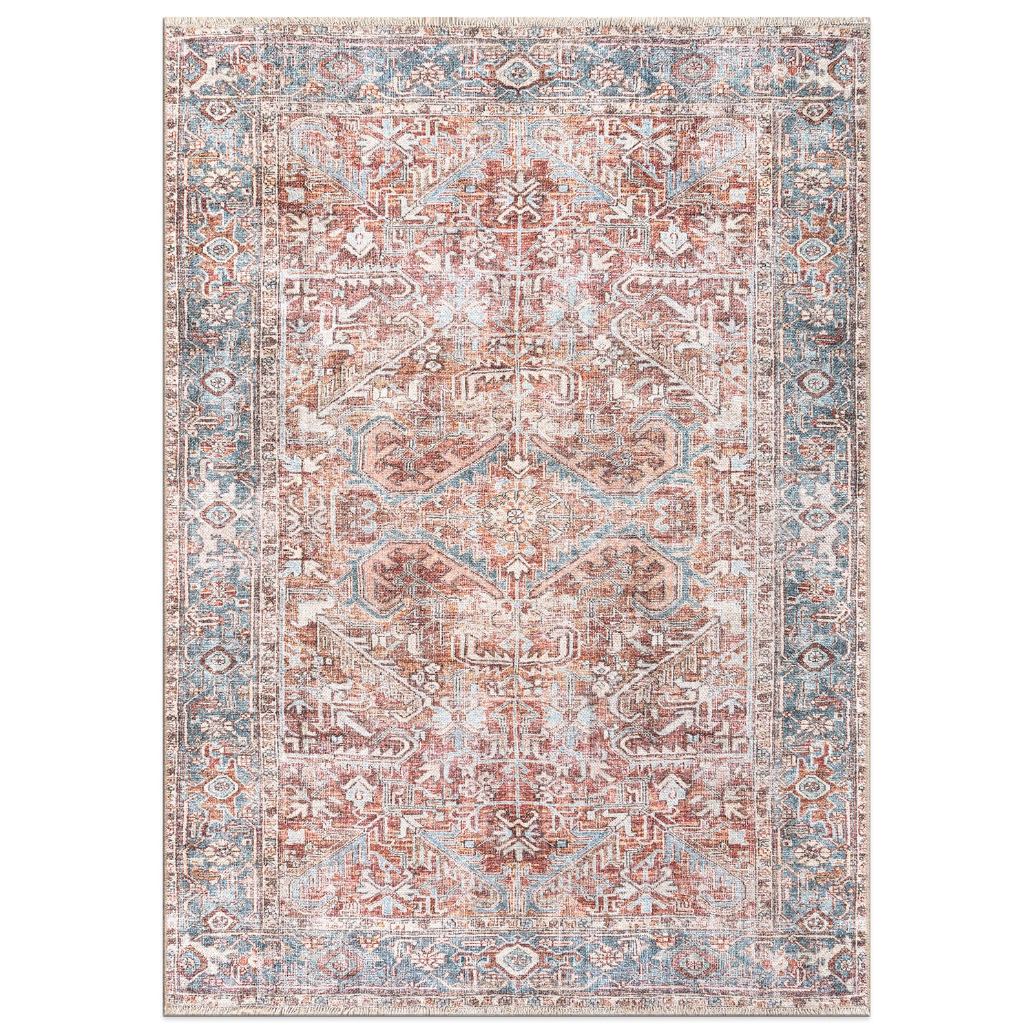 Red and Blue Synthetic Flat-Woven Medallion 9' x 12' Area Rug