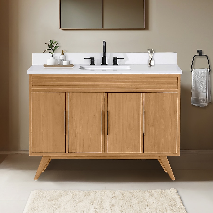 Avanity 49-in White Quartz Bathroom Vanity Top Avanity 49-in White Quartz Bathroom Vanity Top