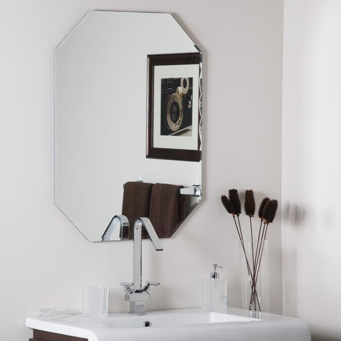 In Octagonal Frameless Bathroom Mirror, Frameless Octagon Beveled Mirror