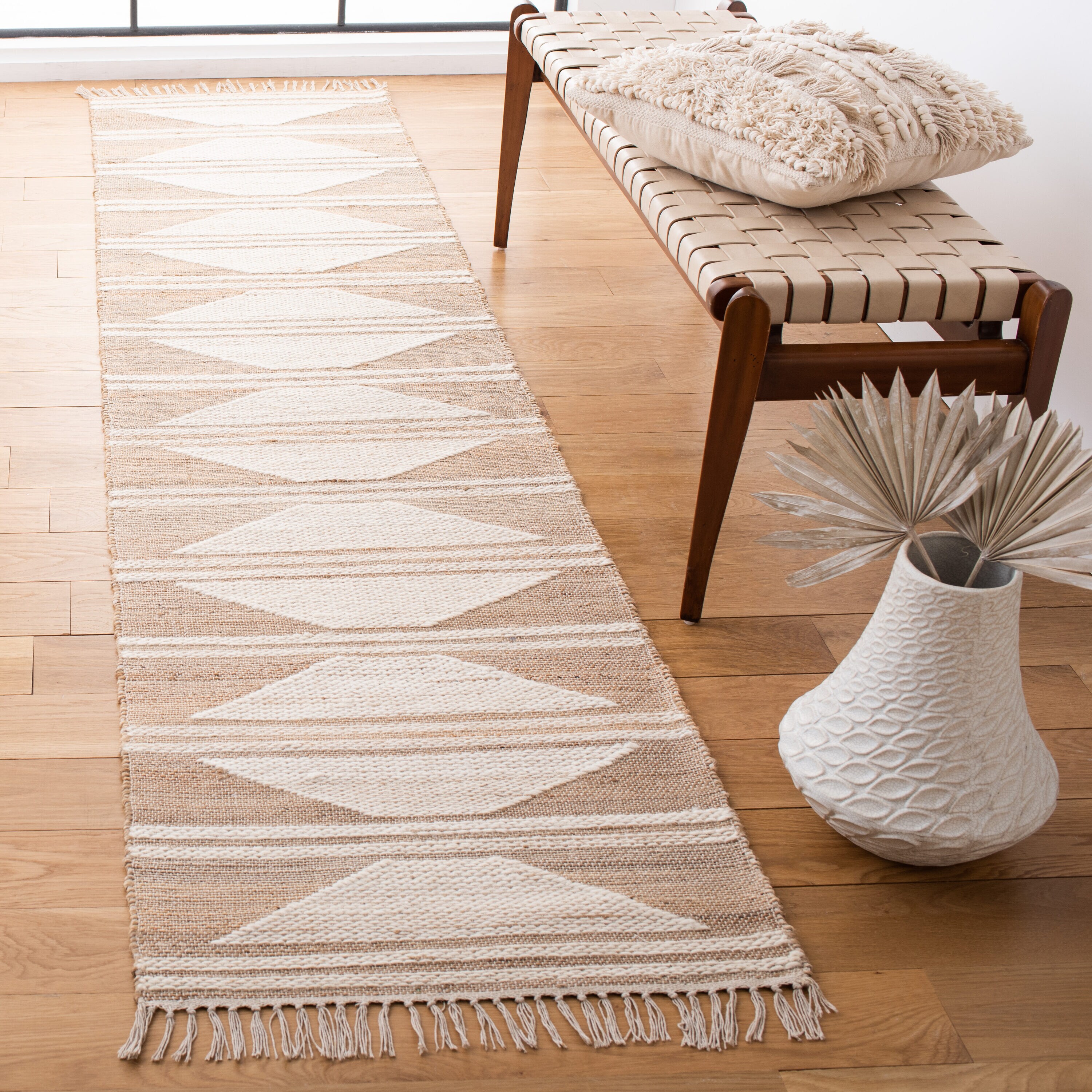  Kilim 451 Natural/Ivory Bohemian 2Ft-3In x 9Ft Runner Rug