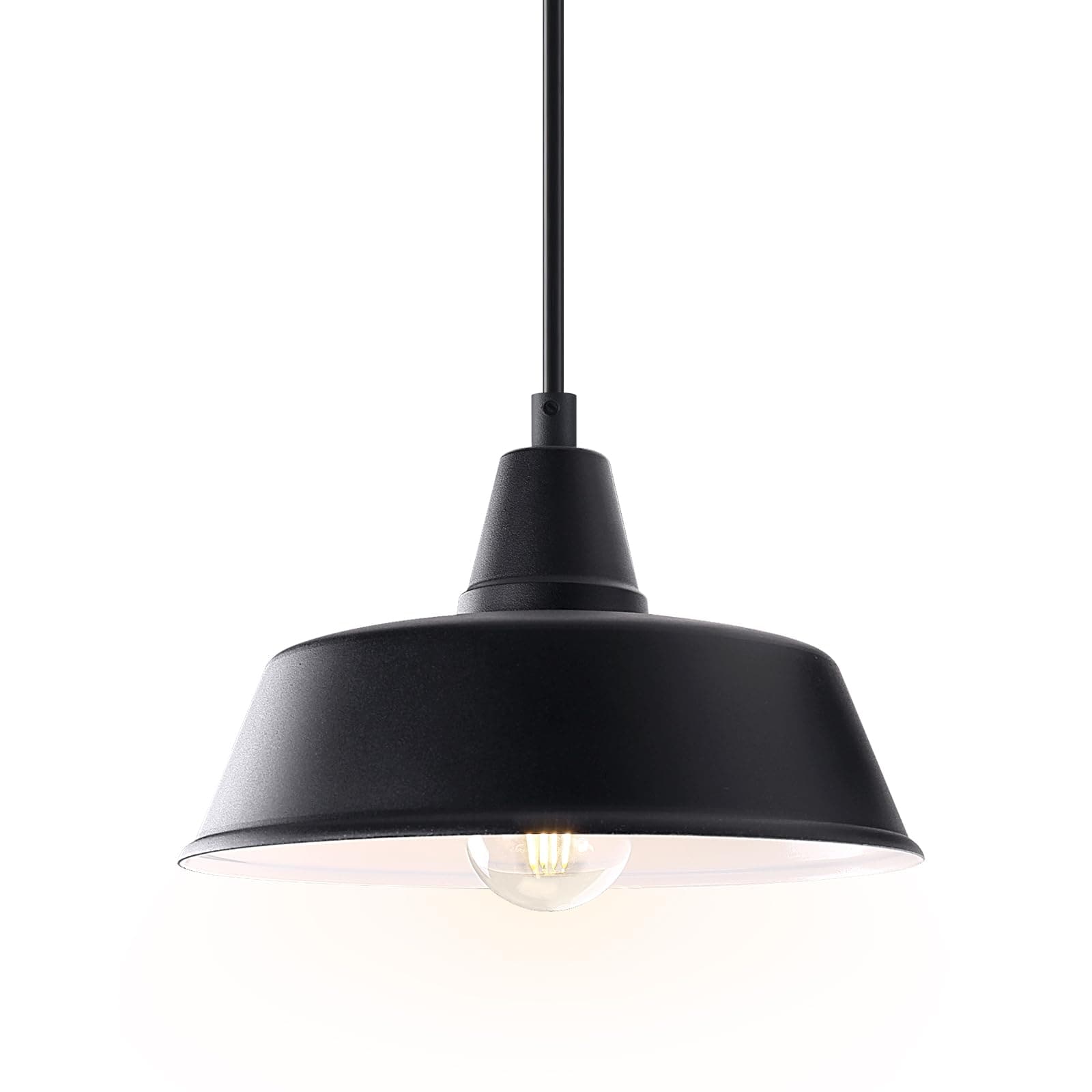 AOIZGMY  10 Inch Farmhouse Pendant Lighting Black Outdoor Barn Porch Ceiling Mount Light Fixture Indoor Kitchen Island Hanging Light Adjustable