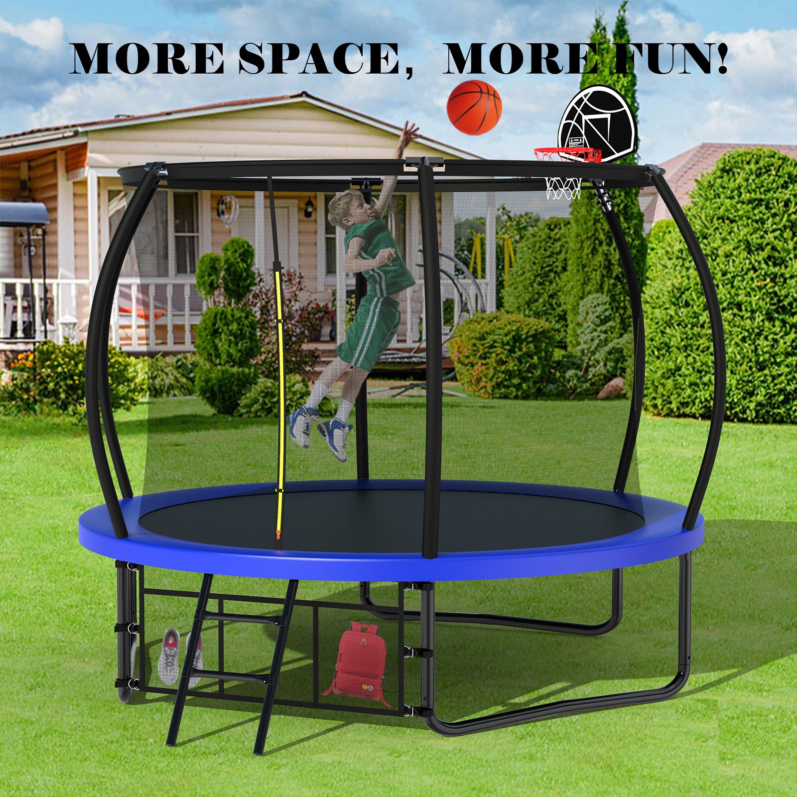 Kahomvis Trampoline 10-ft Round Backyard in Blue MERS-QPH2-139 at Lowes.com