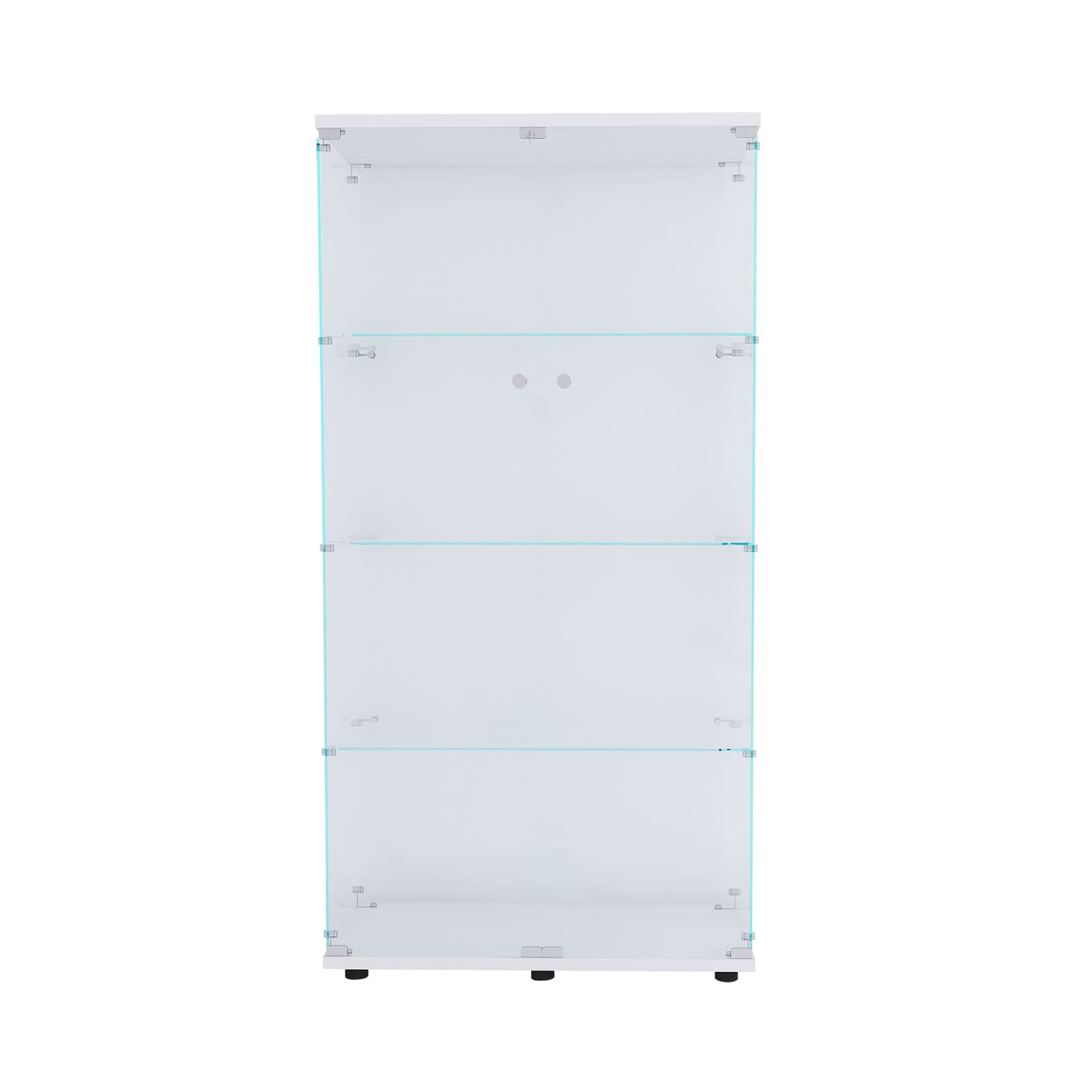 Nestfair Contemporary White Wood Display Cabinet- 31.7-in x 14.3-in x 64.7-in- 2 Doors, 4 Shelves- Tempered Glass, Solid Wood Particle Boards- Assembly Required