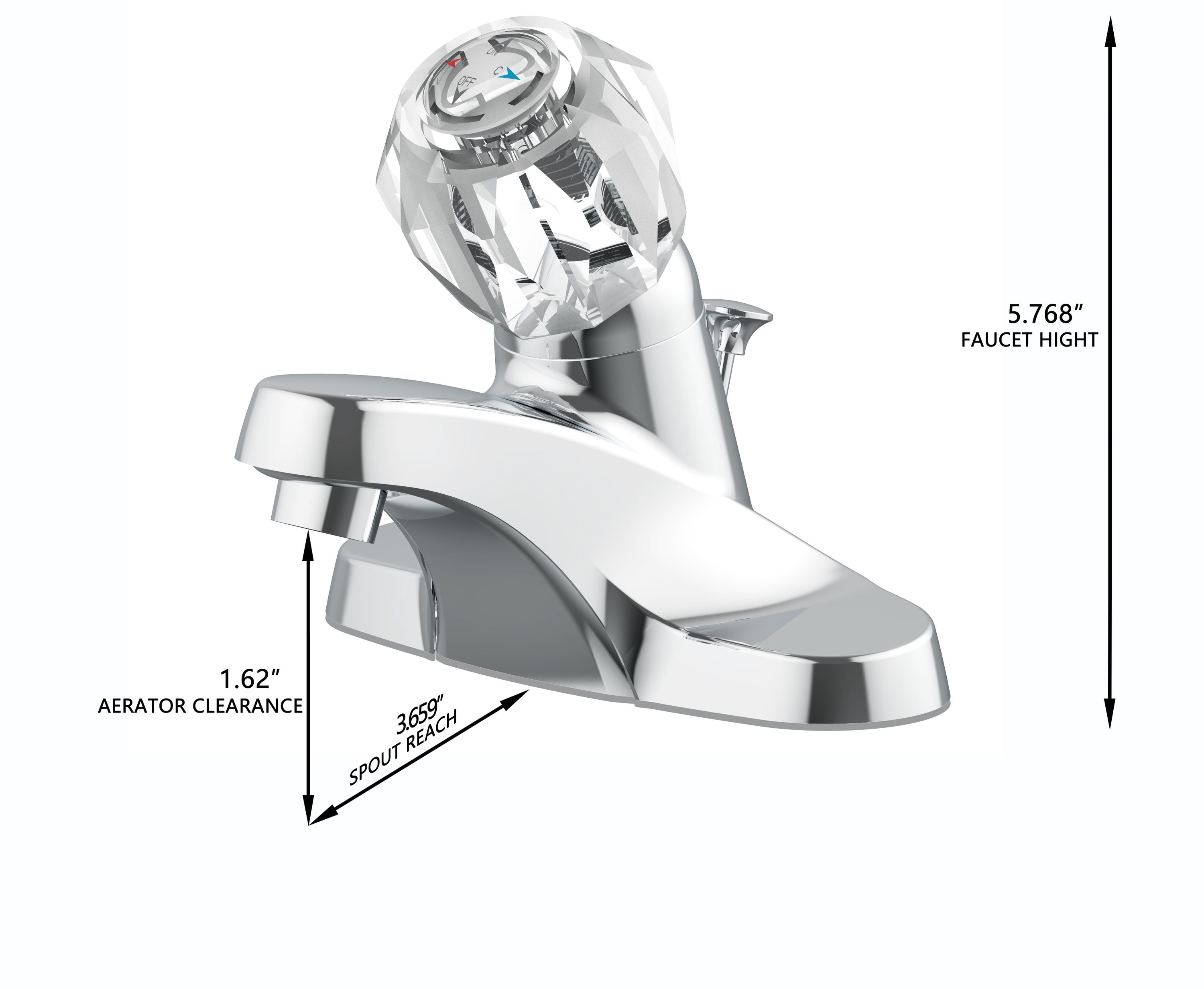 Project Source Acrylic Handle Polished Chrome 4-in centerset 1-handle  WaterSense Bathroom Sink Faucet with Drain and Deck Plate