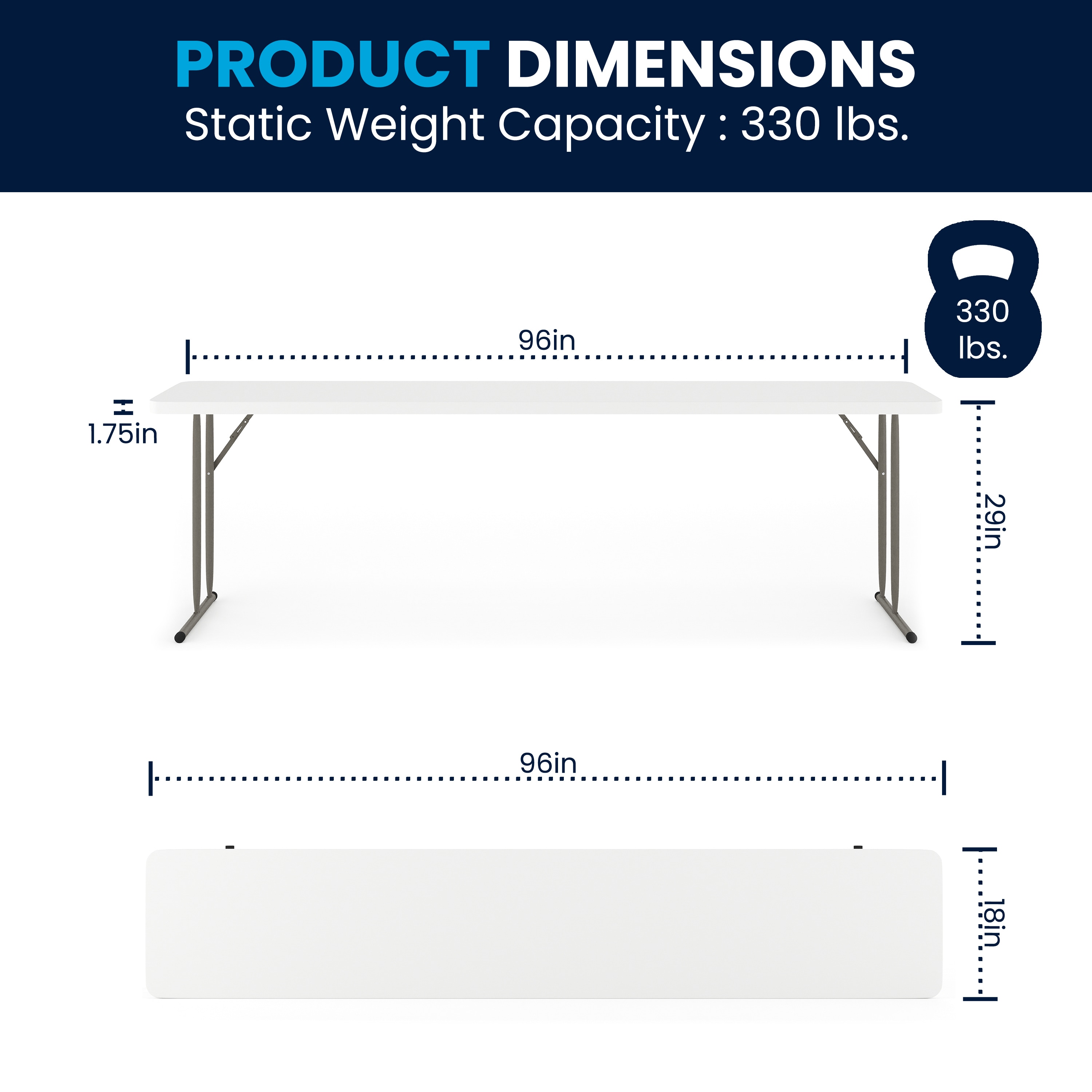 Powder Coated Gray Metal Rectangular Folding Table