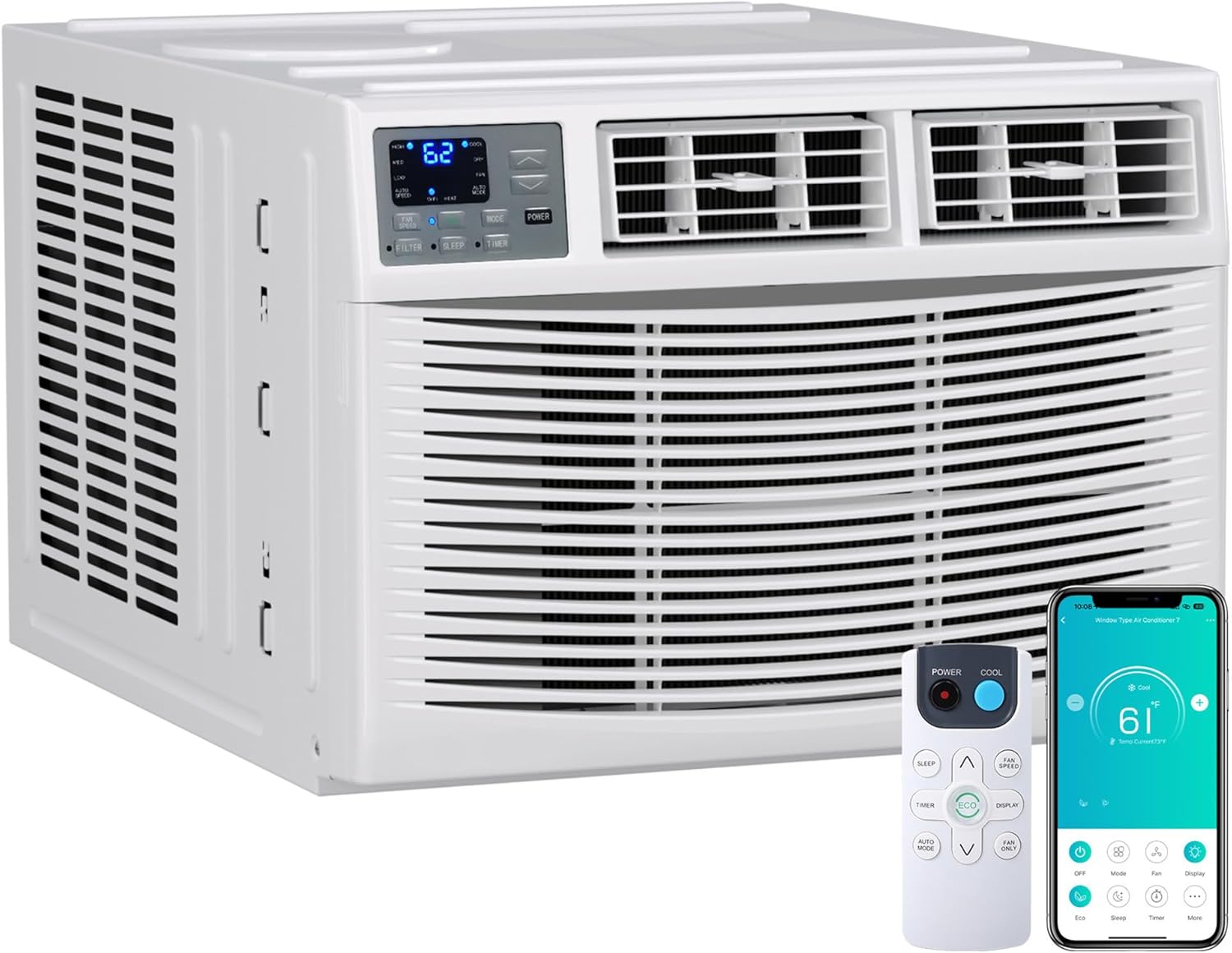 GAOMON 12000 BTU Window Air Conditioner with Heater 4-in-1 Smart WiFi Window AC Cooling and Heating for Rooms Up to 550 Sq Ft Remote/App Control Works with Alexa and